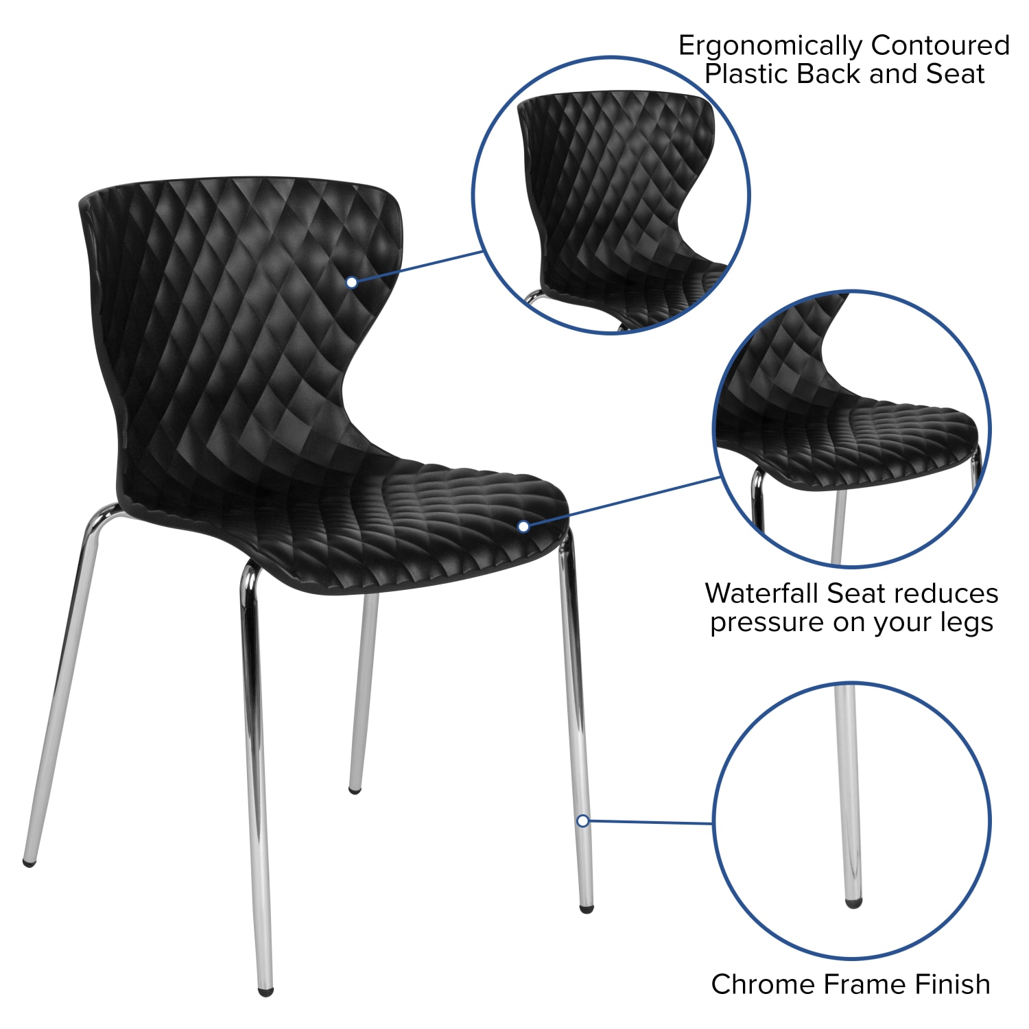 Flash Furniture Lowell Contemporary Design Plastic Stack Chair, Black - Image 4