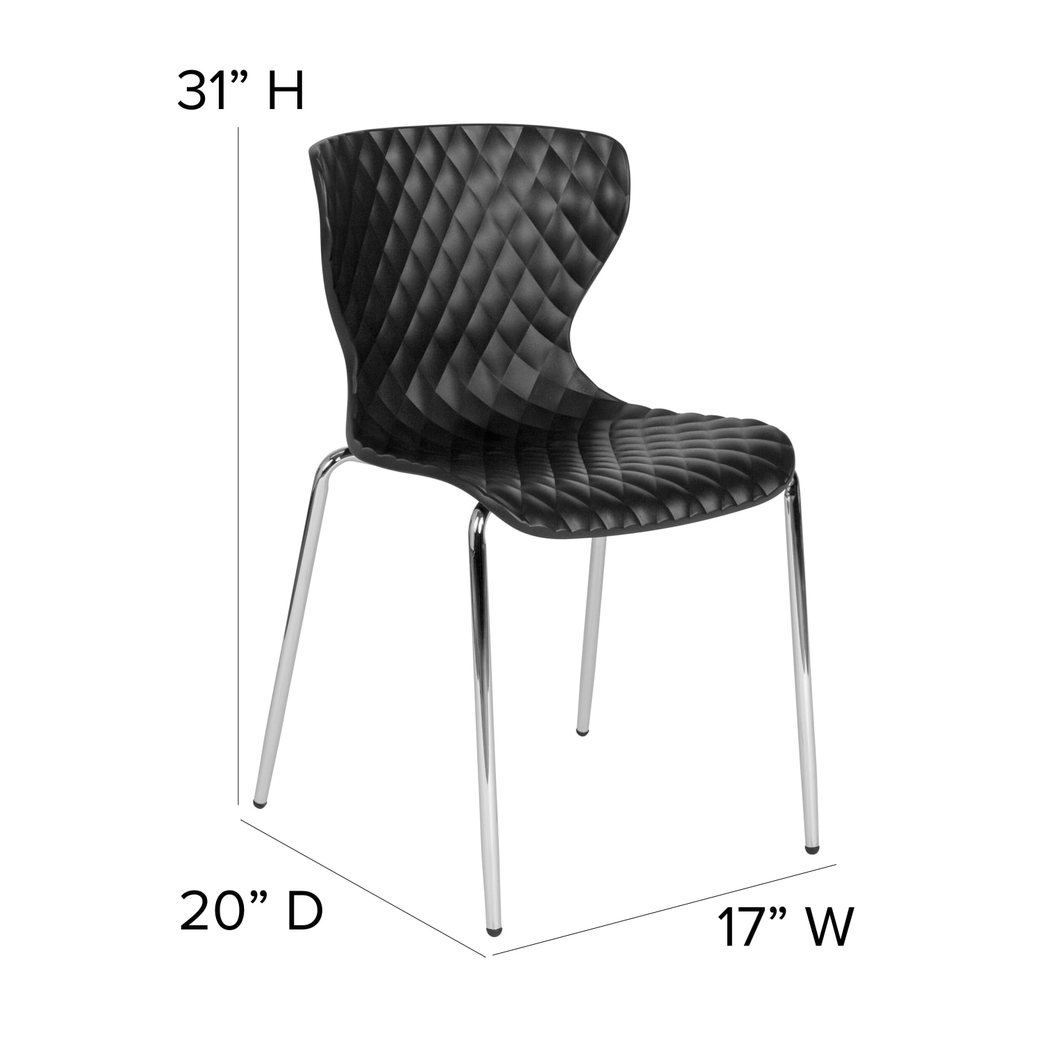 Flash Furniture Lowell Contemporary Design Plastic Stack Chair Black PopularChairscom