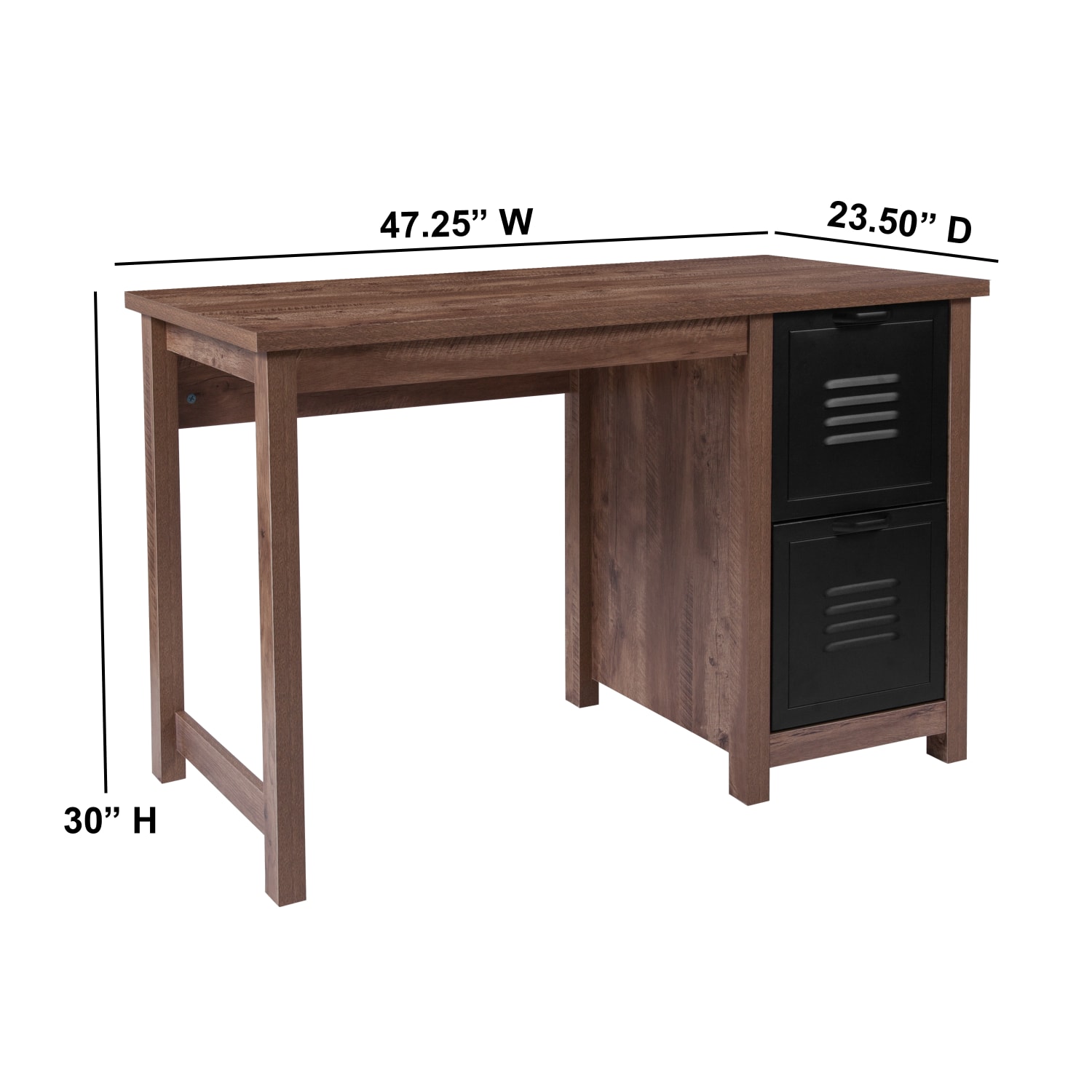 Flash Furniture 48inW Computer Desk With Metal Drawers, Crosscut Oak - Image 4