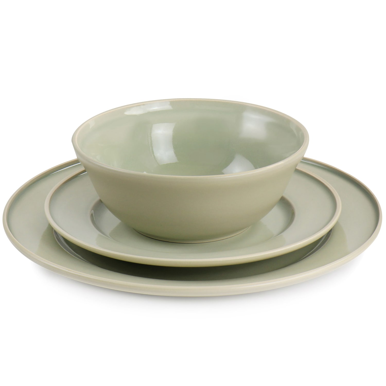 Martha Stewart 12-Piece Reactive Glaze Stoneware Dinnerware Set, Sharkey Gray - Image 4