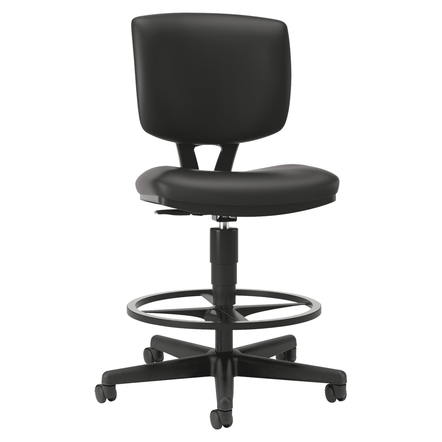 HON Volt Bonded Leather Task Stool, Extended Height And Foot Ring, Black - Image 3