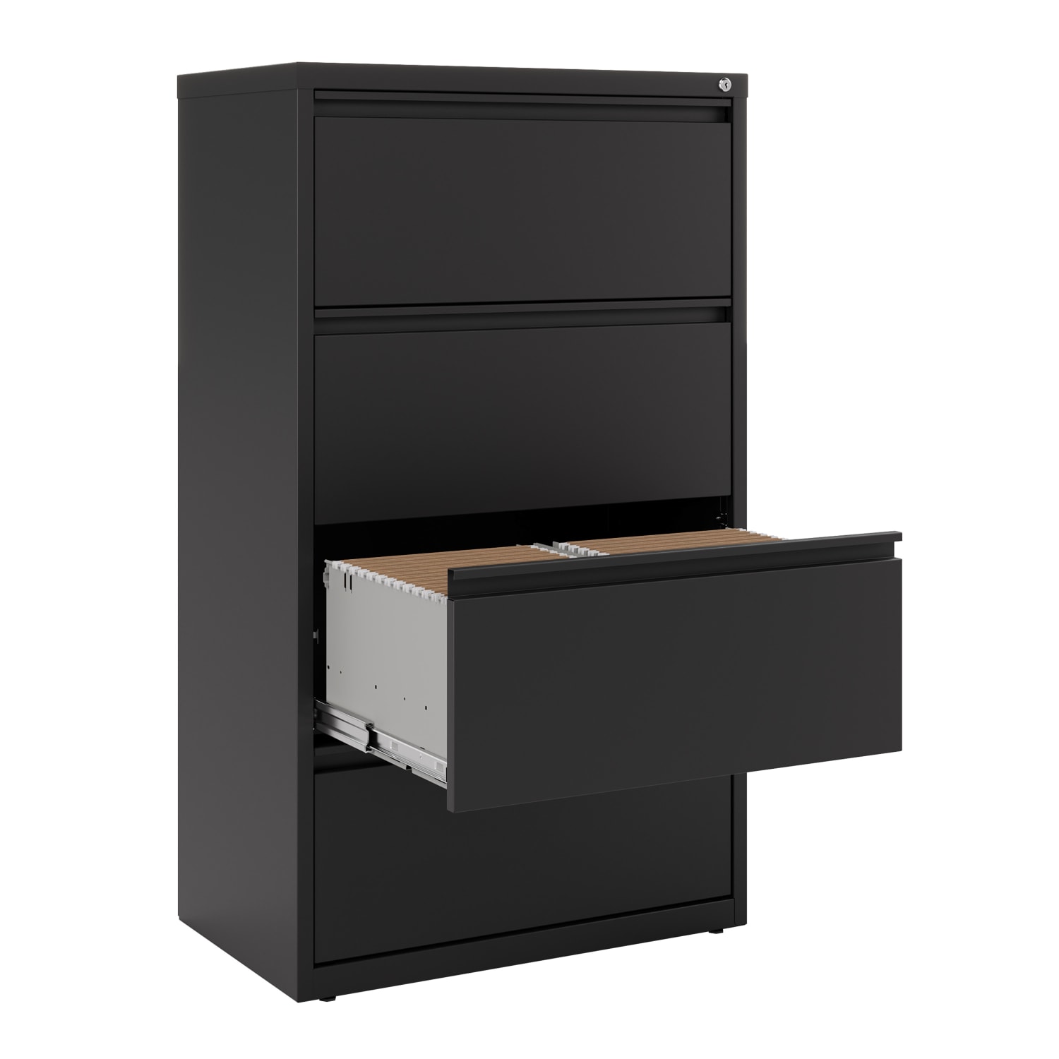 WorkPro 30inW x 18-5/8inD Lateral 4-Drawer File Cabinet, Black - Image 6