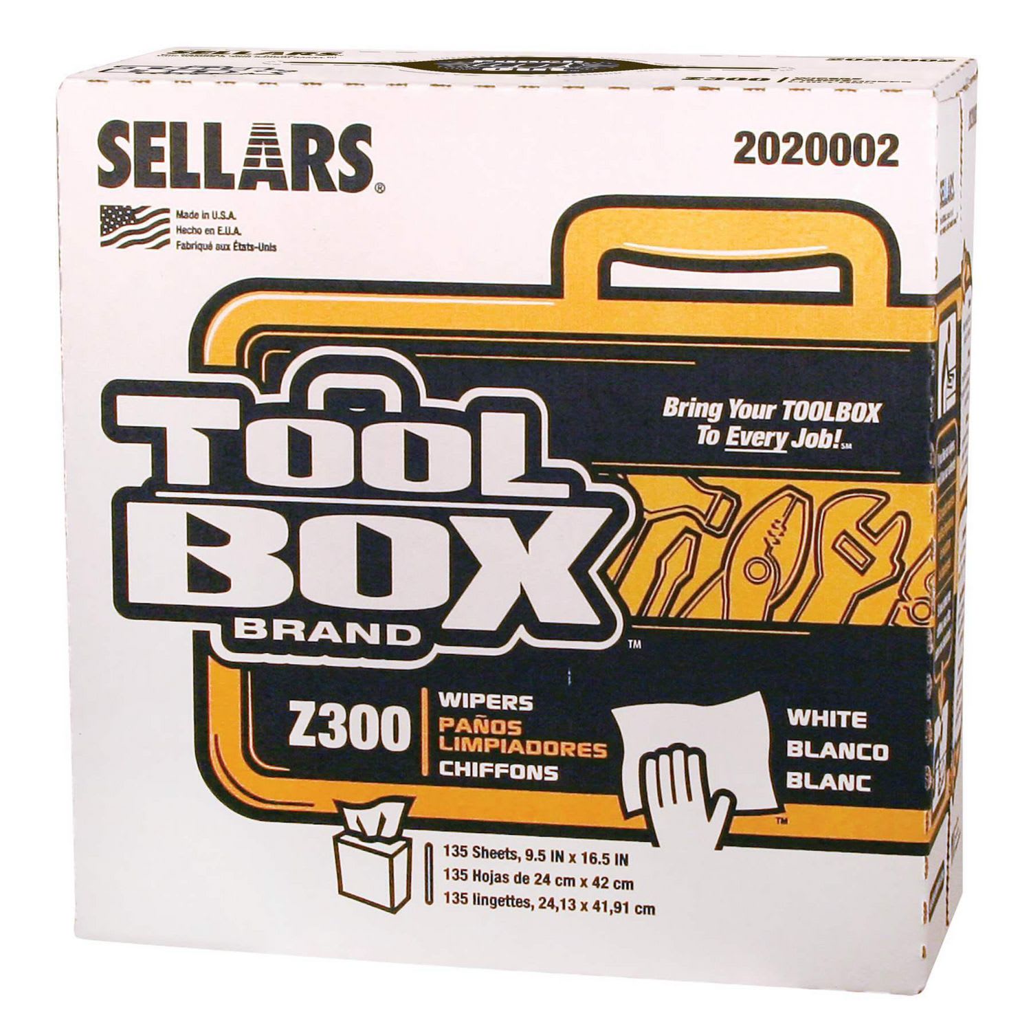 TOOLBOX Z300 Pop-Up Wipers, 1-Ply, 8.5 x 16.5, White, 8/Carton - Image 3