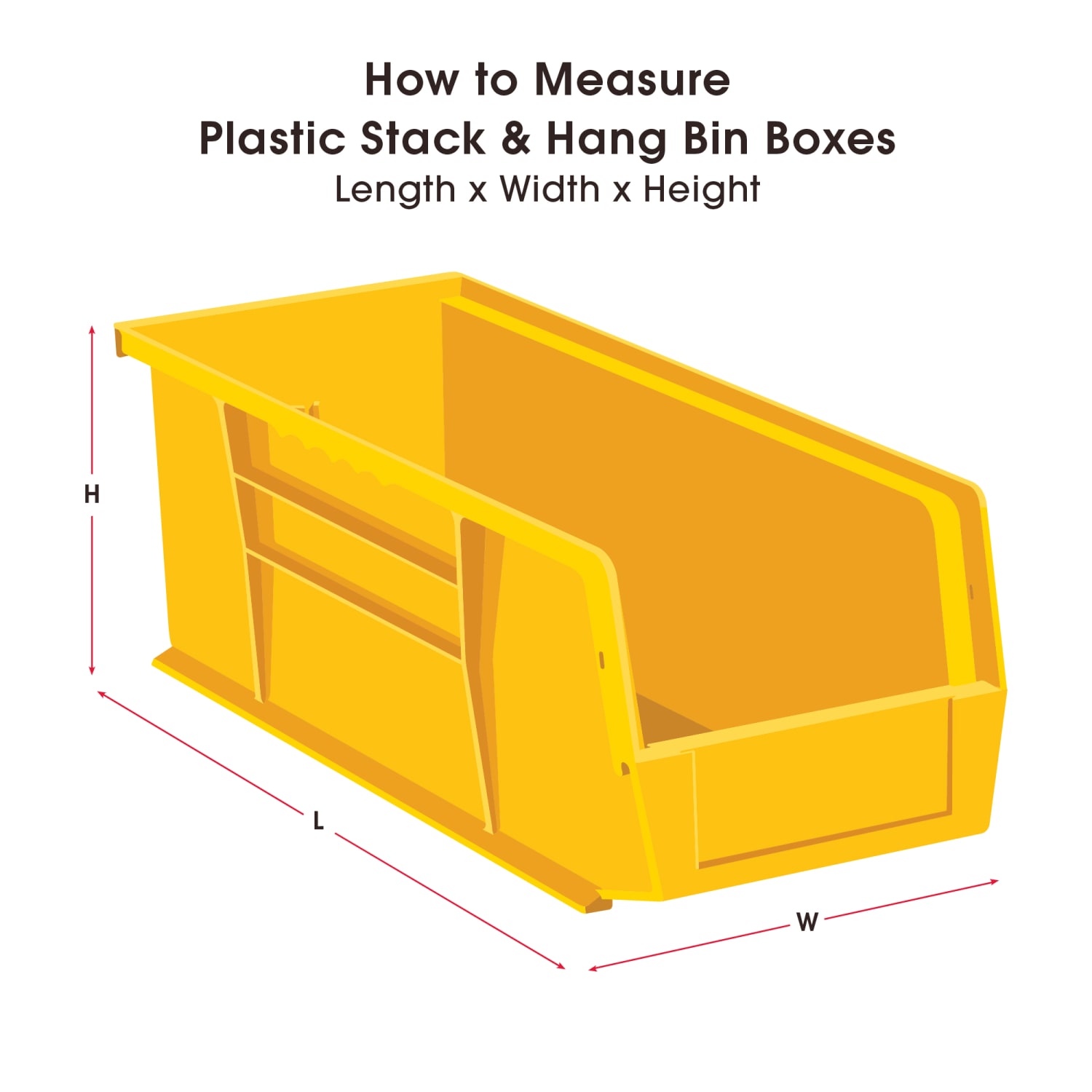 Partners Brand Plastic Stack & Hang Bin Boxes, Medium Size, 14 3/4in x 16 1/2in x 7in, Yellow, Pack Of 6 - Image 3