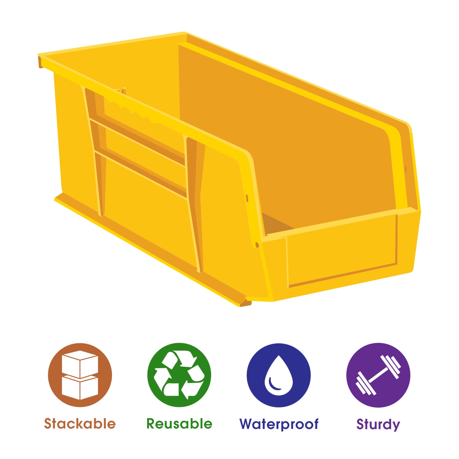 Partners Brand Plastic Stack & Hang Bin Boxes, Medium Size, 14 3/4in x 16 1/2in x 7in, Yellow, Pack Of 6 - Image 4
