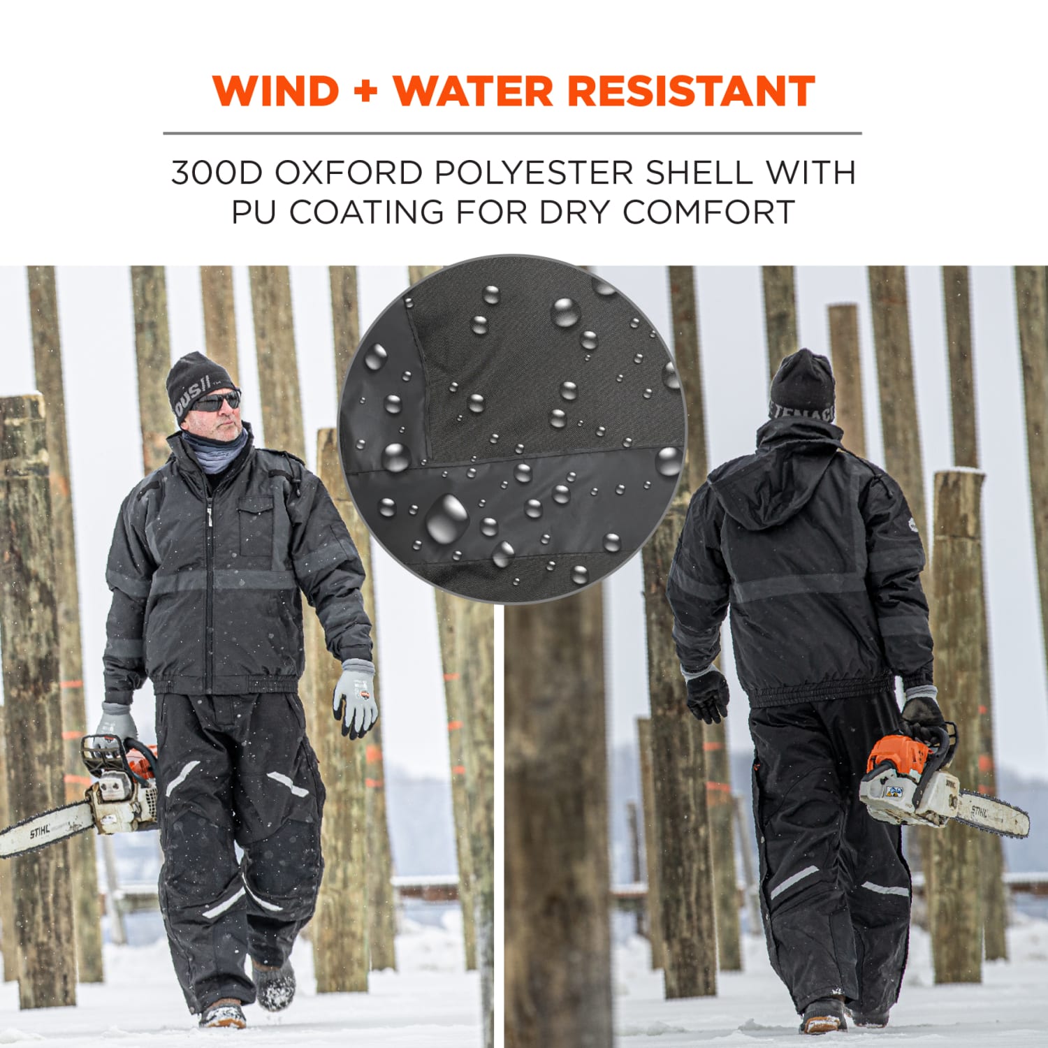 Ergodyne GloWear 8377EV Thermal-Enhanced Visibility Quilted Bomber Jacket, 2X, Black - Image 5