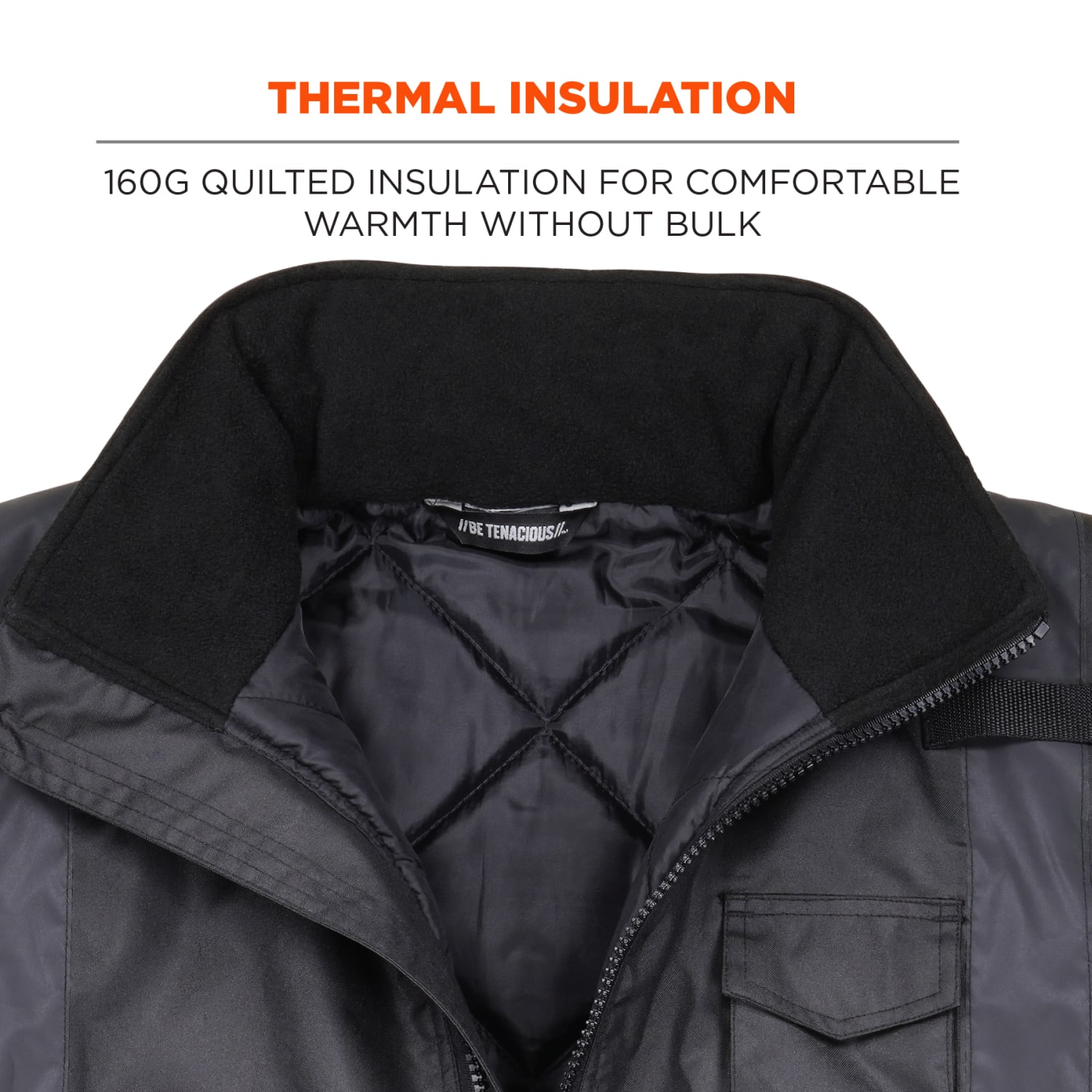 Ergodyne GloWear 8377EV Thermal-Enhanced Visibility Quilted Bomber Jacket, 2X, Black - Image 6