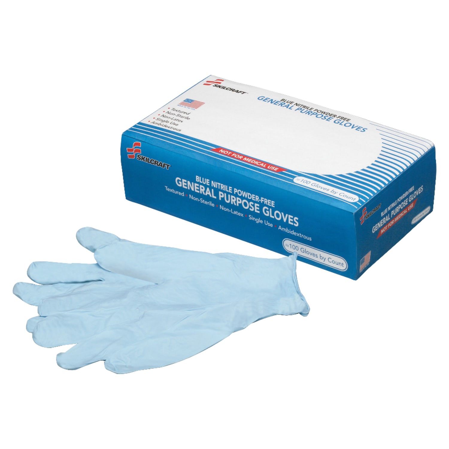SKILCRAFT Disposable Nitrile General Purpose Gloves, X-Large, Blue, Box Of 100 - Image 3