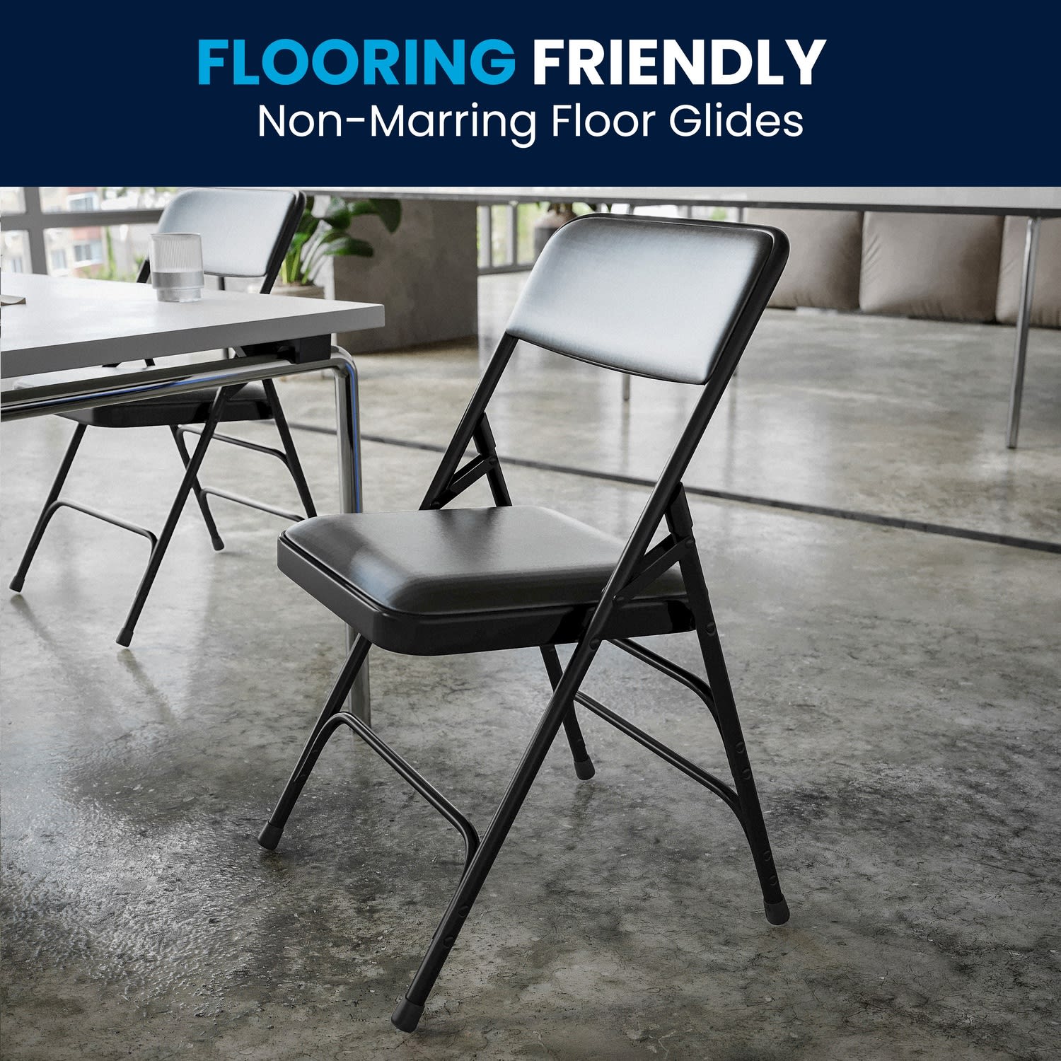 Flash Furniture HERCULES Series Metal Folding Chairs With Padded Vinyl Seats Black Pack Of 2 Chairs PopularChairscom