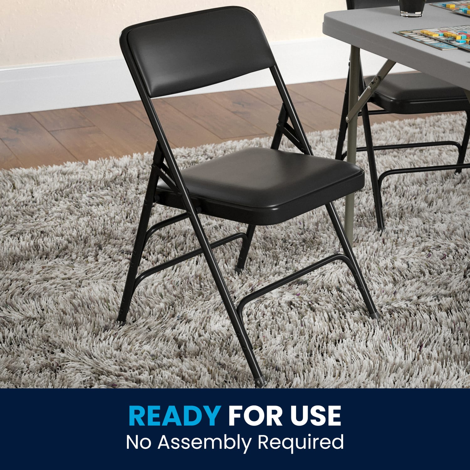 Flash Furniture HERCULES Series Metal Folding Chairs With Padded Vinyl Seats Black Pack Of 2 Chairs PopularChairscom