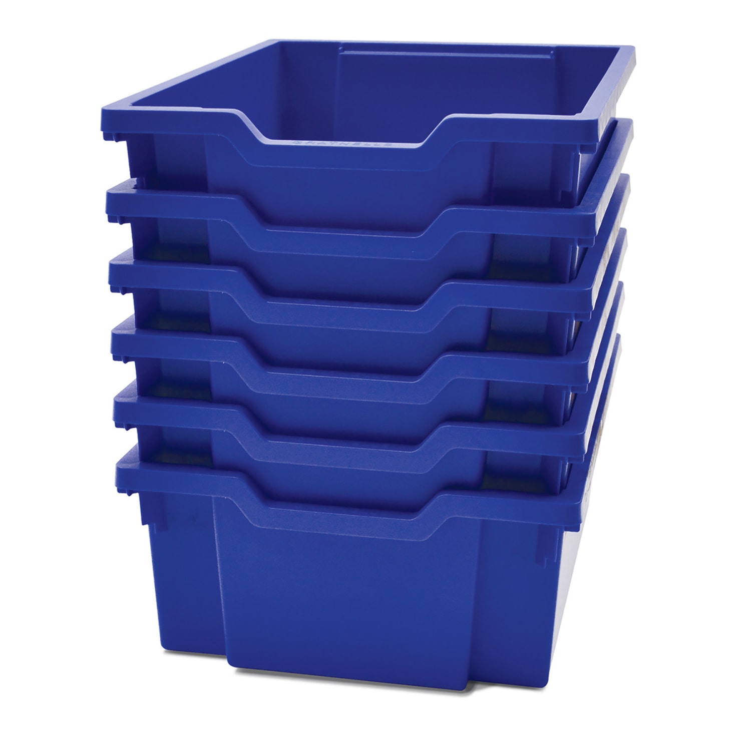 Gratnells Deep F2 Tray, Heavy Duty School, Industrial & Utility Bins, 12.3in x 16.8in x 5.9in, Royal Blue, Pack Of 6