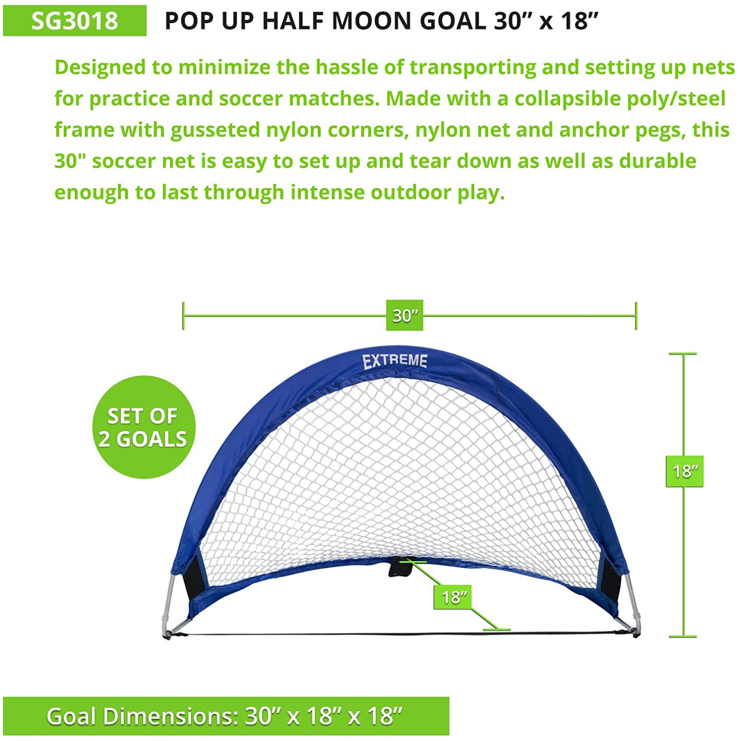 Champion Sports Pop-Up Half Moon Goal, 30in x 18in, Blue - Image 3