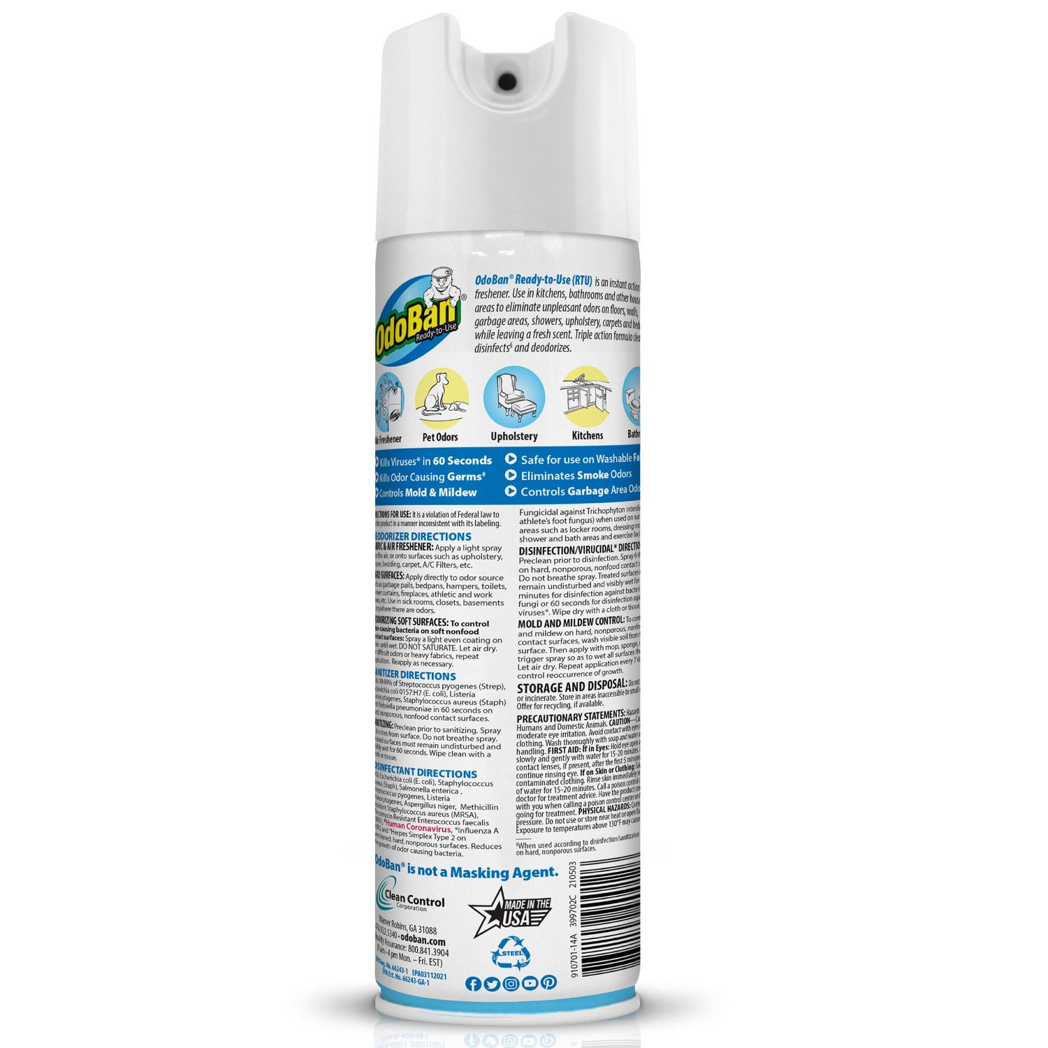 OdoBan Odor Eliminator Disinfectant 360 deg. Spray, Fresh Linen, 14.6 Oz, Pack Of 6 Bottles - Image 3