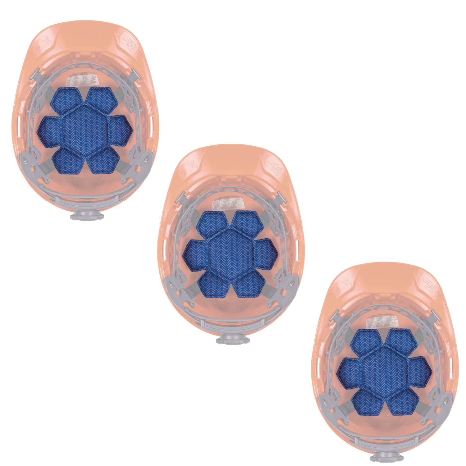 Ergodyne Chill-Its 6612 Hard Hat Cooling Top Pads, Blue, Pack Of 3 Pads