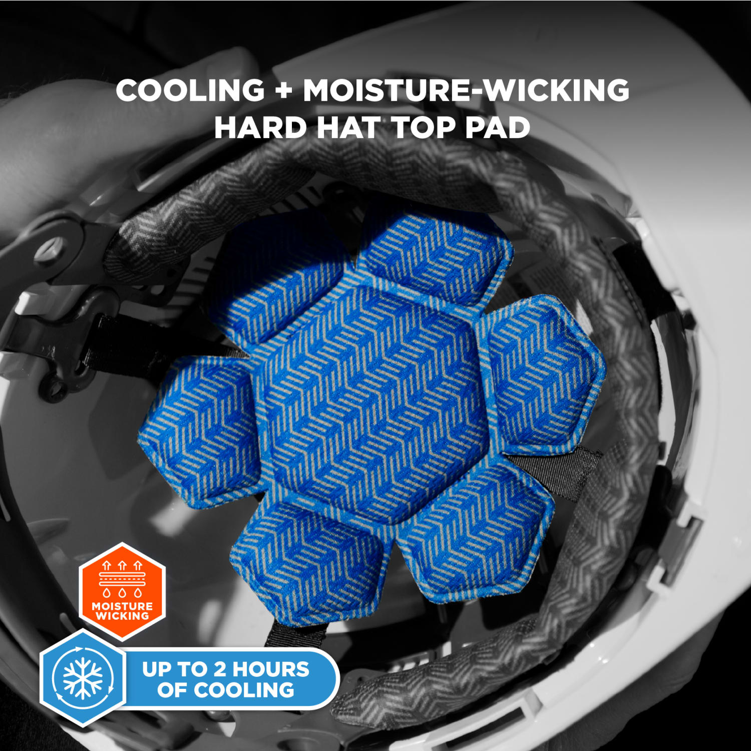 Ergodyne Chill-Its 6612 Hard Hat Cooling Top Pads, Blue, Pack Of 3 Pads - Image 3