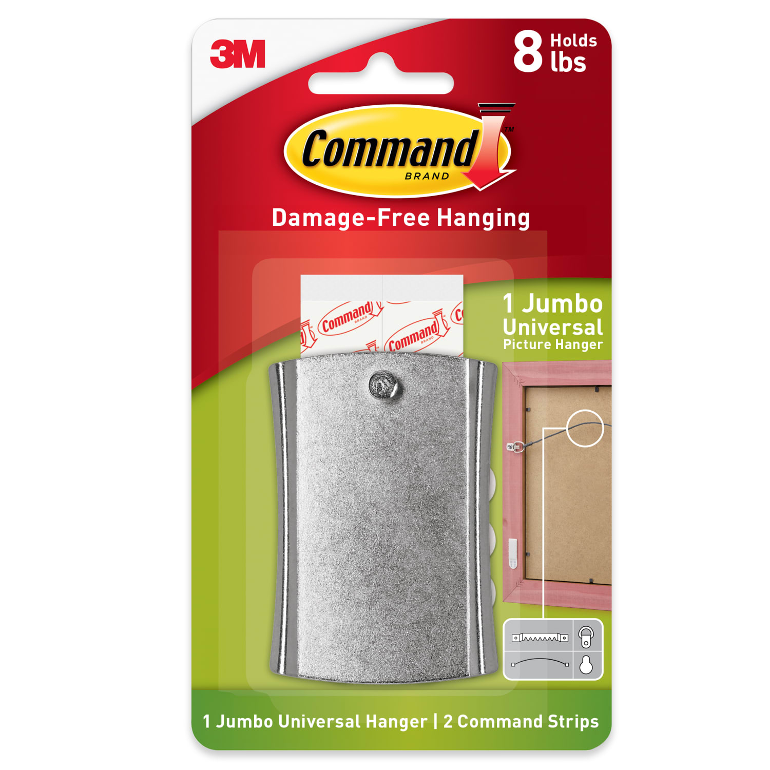 Command Universal Frame Hangers, 1 Command Hanger, 8 Command Strips, Damage Free Hanging of Dorm Room Decorations