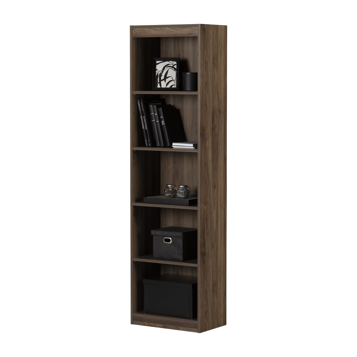 South Shore Axess 69inH 5-Shelf Narrow Bookcase, Natural Walnut - Image 5