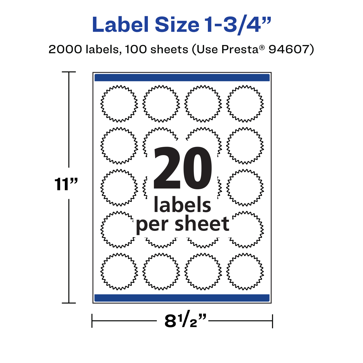 Avery Removable Labels With Sure Feed, 94607-RMP100, Starburst, 1-3/4in, White, Pack Of 2,000 Labels - Image 6
