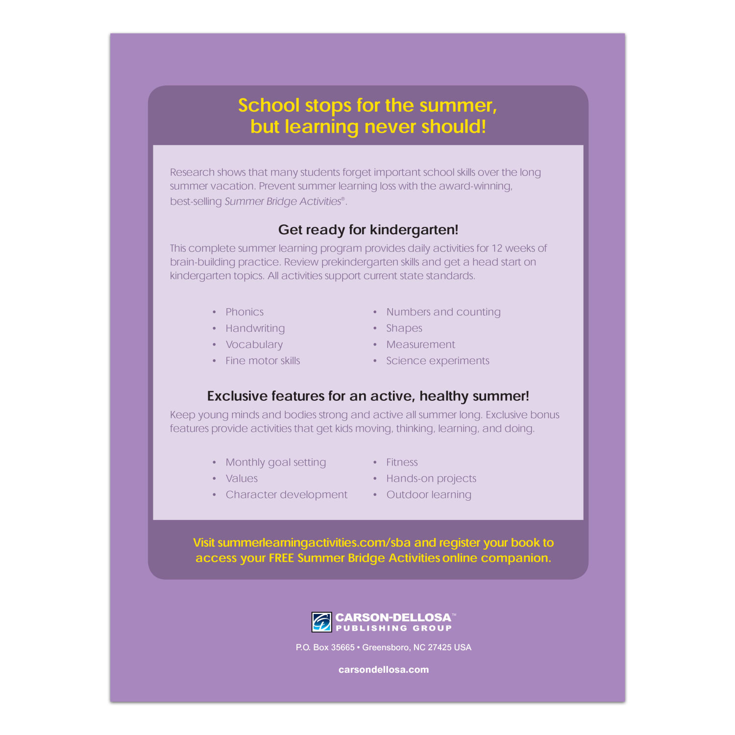 Carson-Dellosa Summer Bridge Activities Workbook, Grades Pre-K - K - Image 4