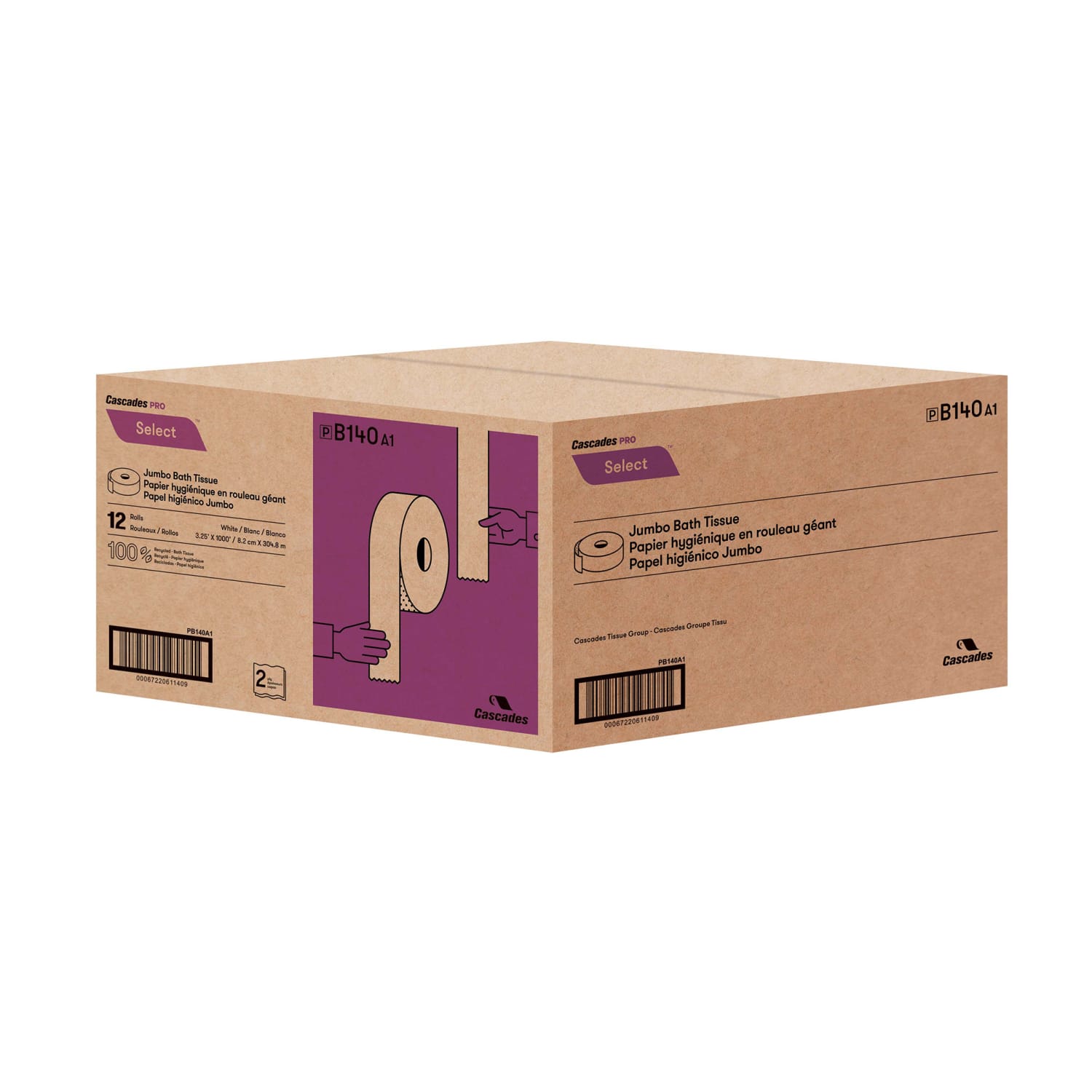 Cascades PRO Select 2-Ply Jumbo Bathroom Tissue, 1000ft Roll, White, Pack Of 12 Rolls - Image 3