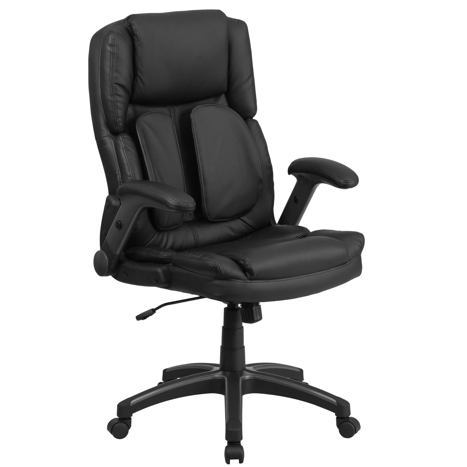 Flash Furniture Extreme Comfort Ergonomic LeatherSoft High-Back Executive Office Chair With Flip-Up Arms, Black - Image 3