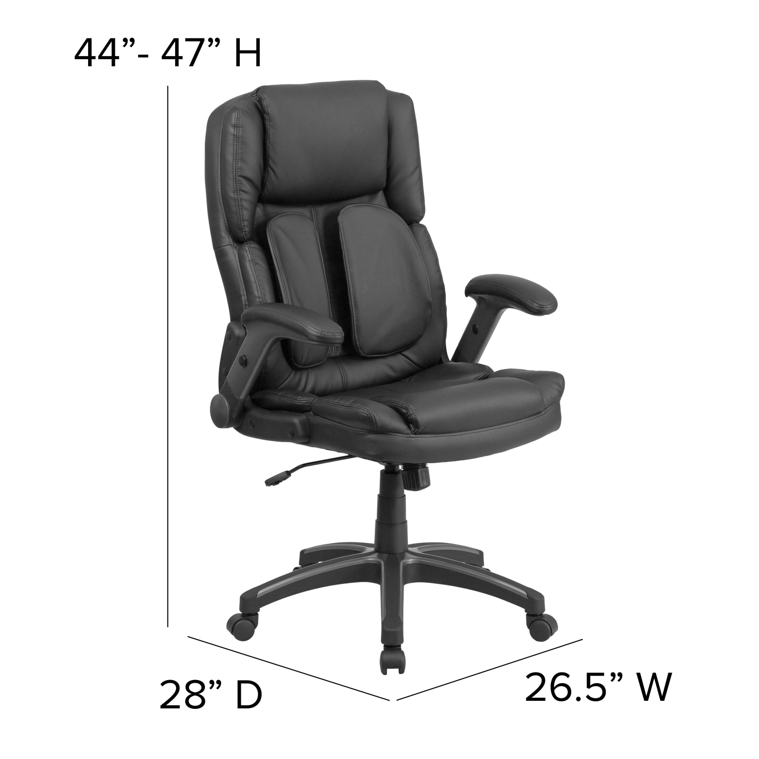 Flash Furniture Extreme Comfort Ergonomic LeatherSoft High-Back Executive Office Chair With Flip-Up Arms, Black - Image 6