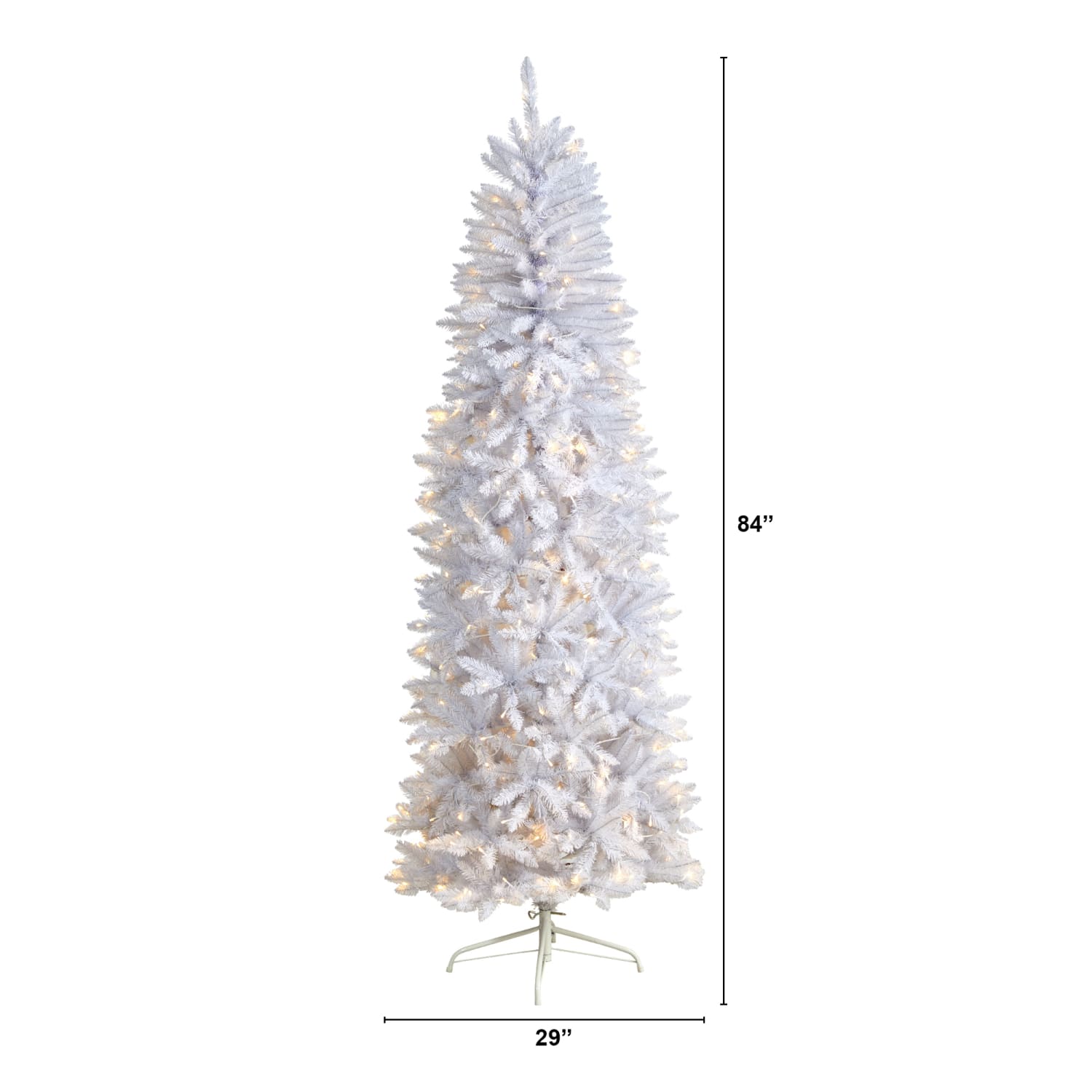 Nearly Natural Slim Artificial Christmas Tree, 7'H, White - Image 3