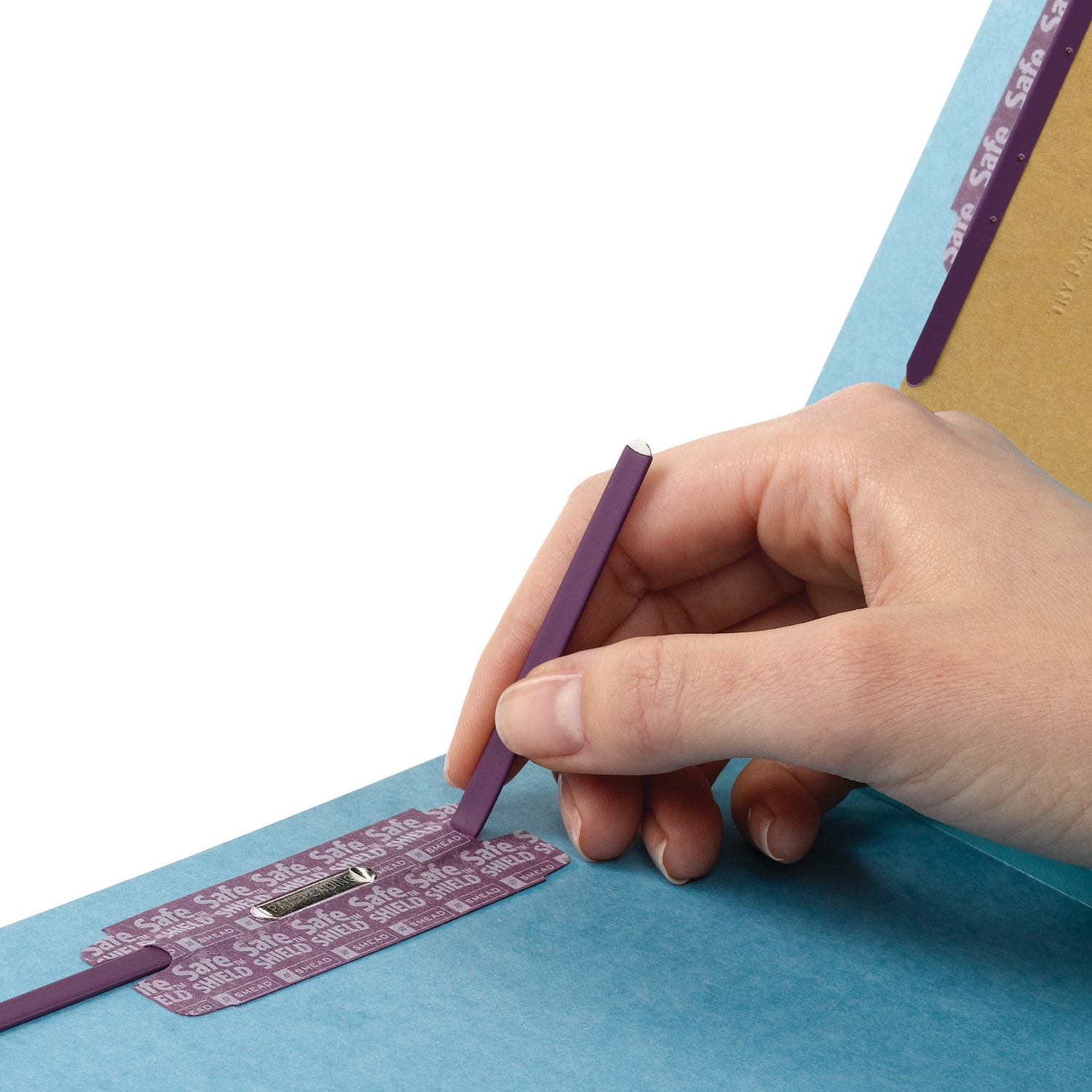 Smead Color Pressboard Fastener Folders With SafeSHIELD Coated Fasteners, Letter Size, 1/3 Cut, Blue, Box Of 25 - Image 4
