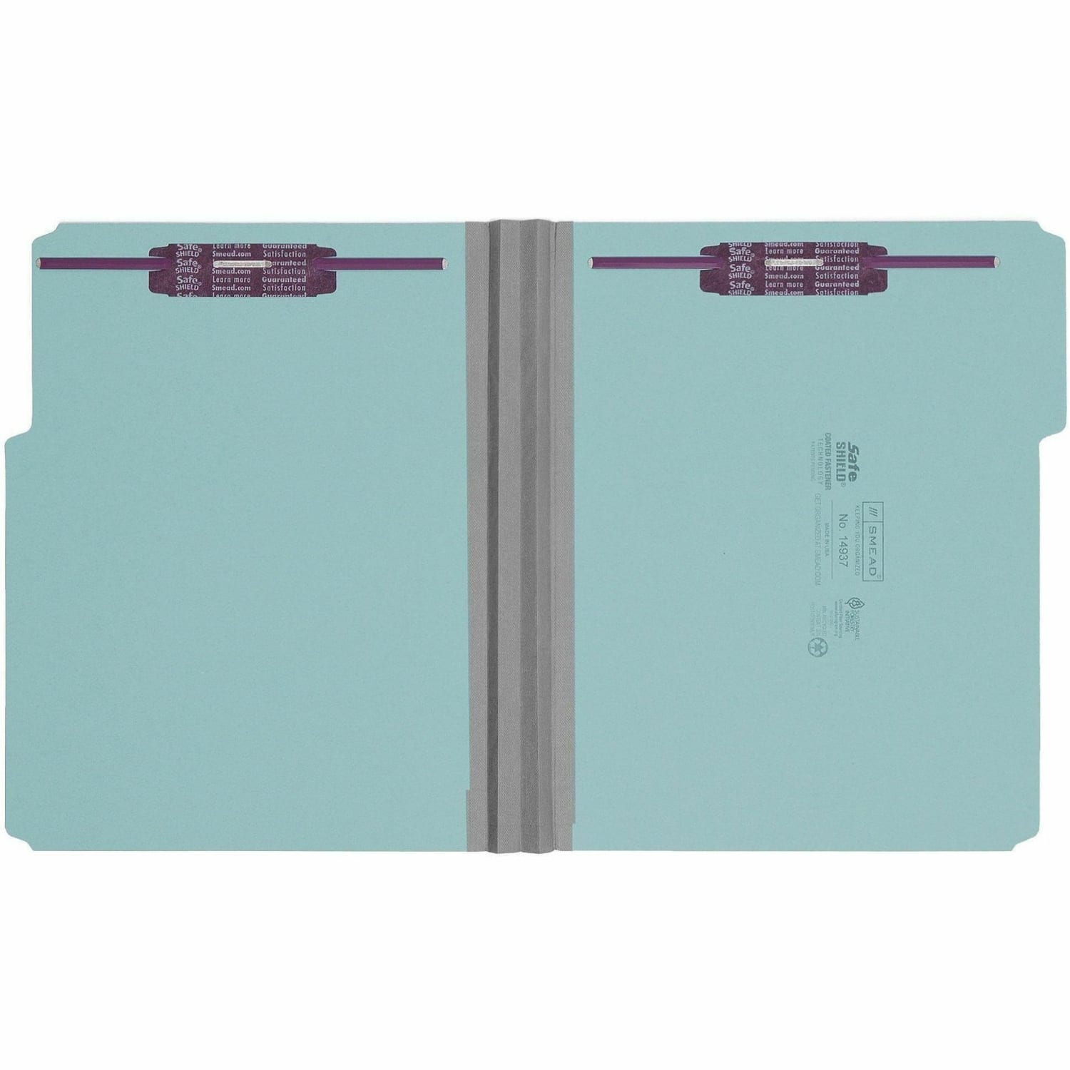 Smead Color Pressboard Fastener Folders With SafeSHIELD Coated Fasteners, Letter Size, 1/3 Cut, Blue, Box Of 25 - Image 5