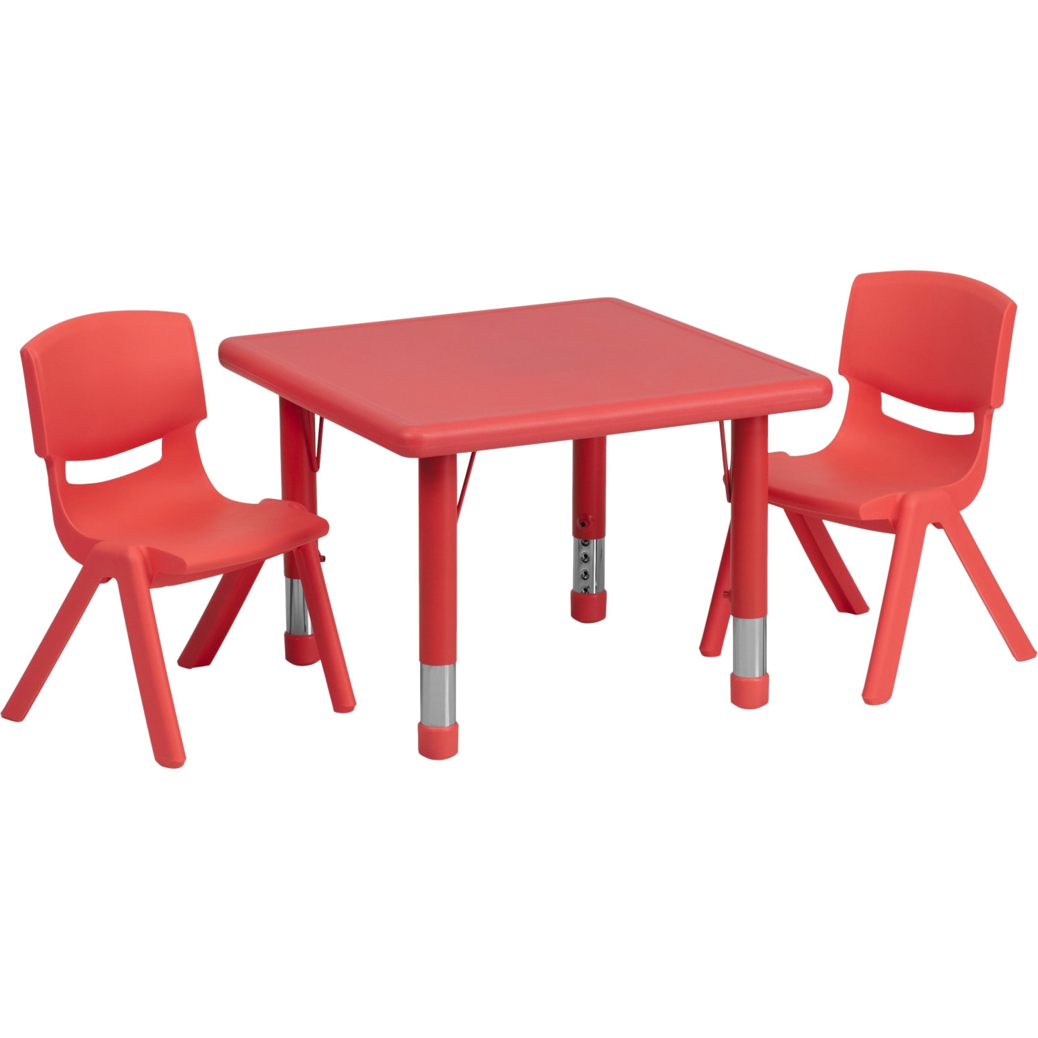 Flash Furniture Square Plastic Height-Adjustable Activity Table Set With 2 Chairs, 23-3/4in x 24in, Red - Image 4