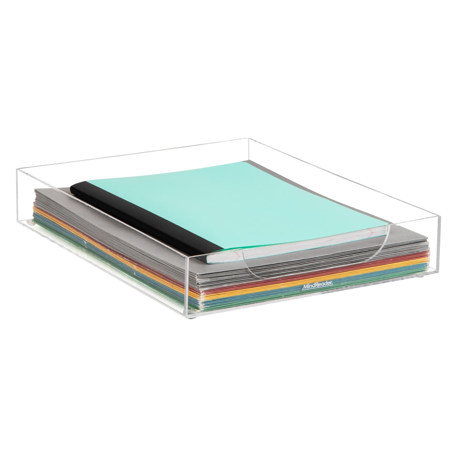 Mind Reader Acrylic Paper Tray Desktop Organizer, 2inH x 12-1/2inW x 10-1/4inD, Clear