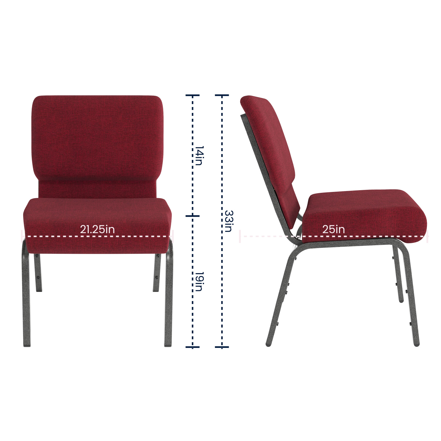 Flash Furniture HERCULES Series 21inW Stackable Church Chair, Crimson/Silvervein - Image 8