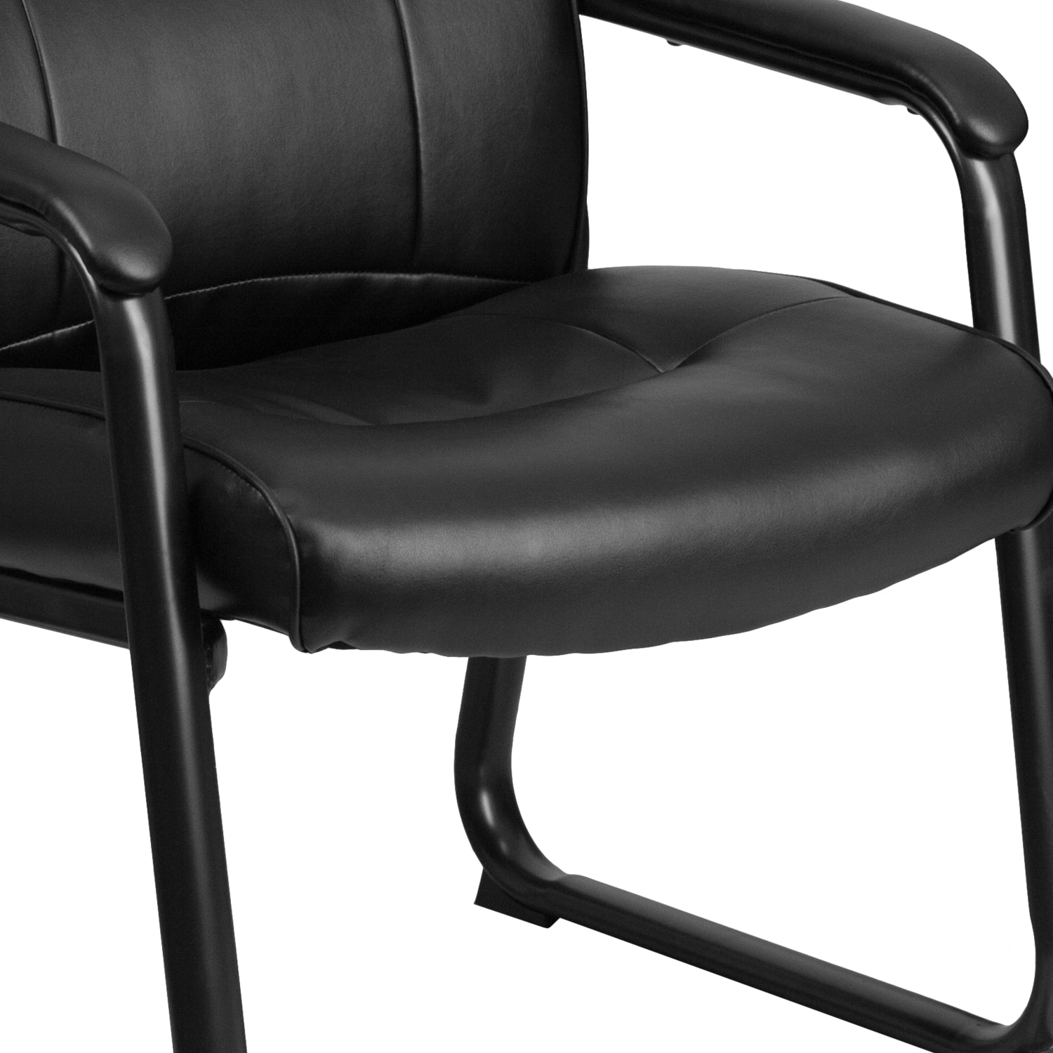 Flash Furniture Hercules Big  Tall LeatherSoft Faux Leather Low Back Side Chair With Sled Base Black PopularChairscom