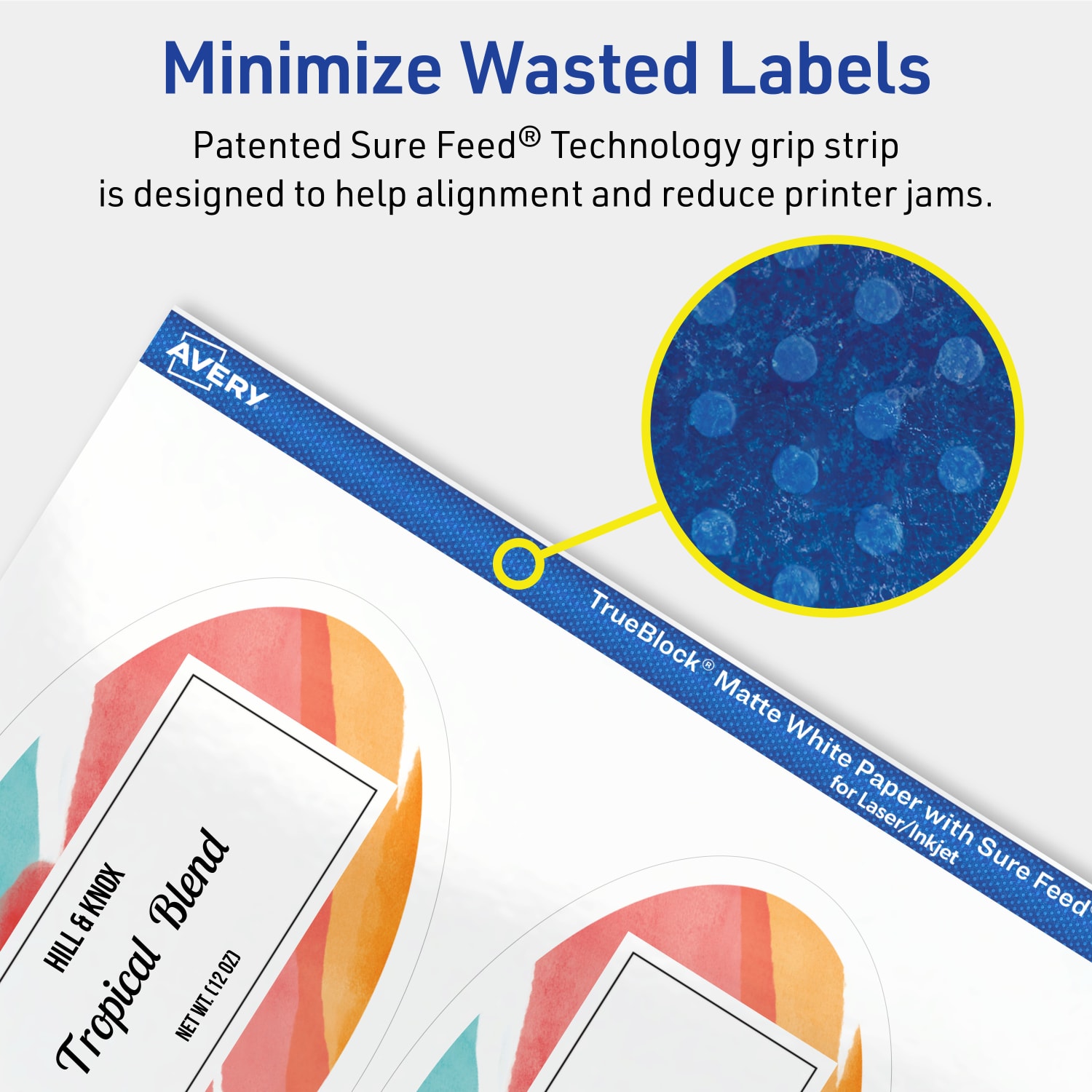 Avery TrueBlock Labels With Sure Feed, 94058-TWMP25, Oval, 4-1/4in x 2-1/2in, Matte White, Pack Of 150 - Image 5