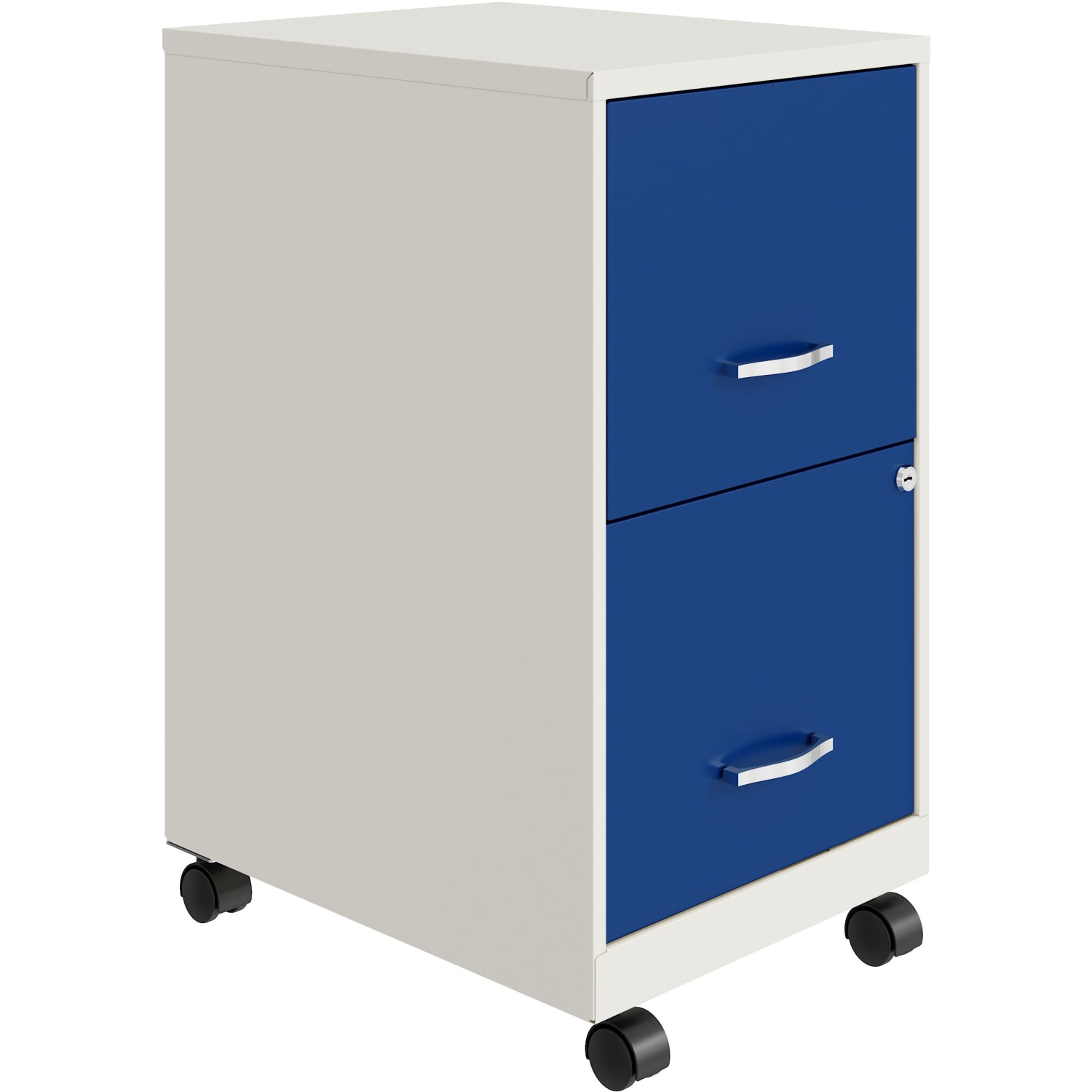 Realspace SOHO Smart 18inD Vertical 2-Drawer Mobile File Cabinet, White/Blue - Image 4