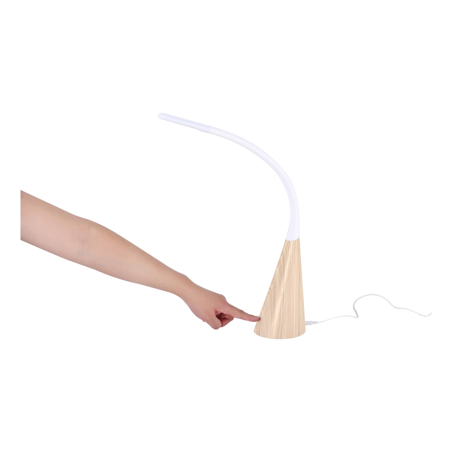 Bostitch Wood Grain LED Desk Lamp With Silicone Neck, 12-1/8inH, White - Image 5
