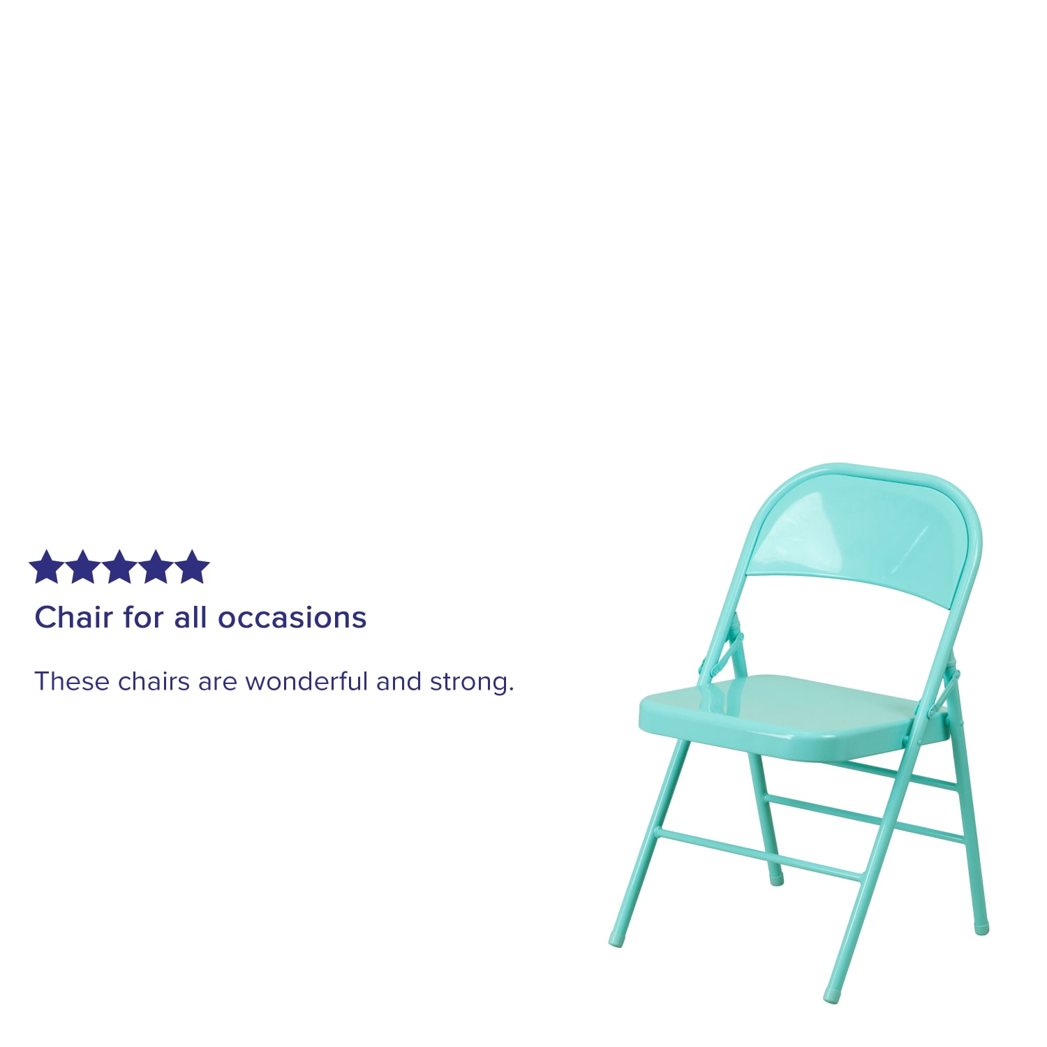 Flash Furniture HERCULES COLORBURST Metal Triple-Braced Folding Chair, Tantalizing Teal - Image 5