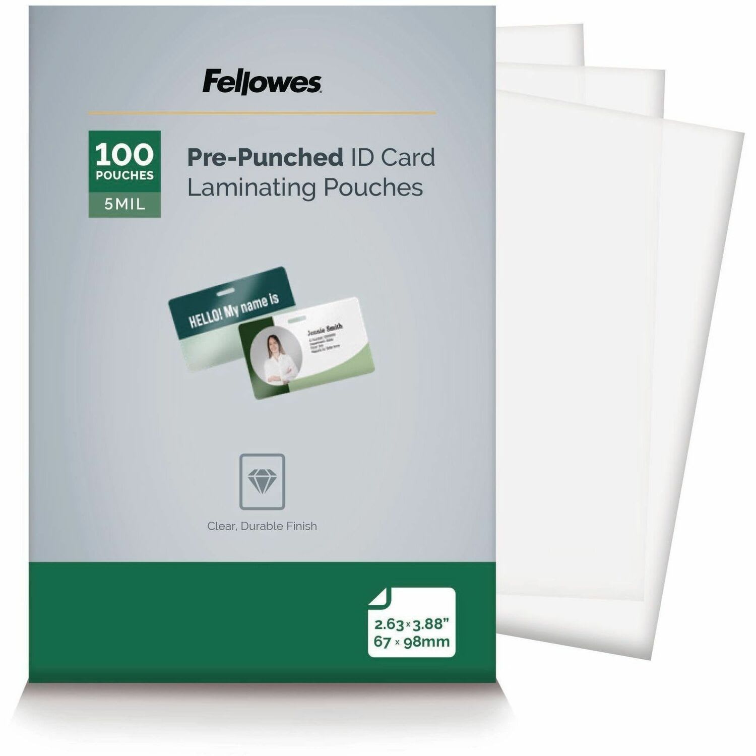 Fellowes Punched ID Card Glossy Thermal Laminating Pouches - Laminating Pouch/Sheet Size: 3.88inx 5 mil Thickness - Glossy -  - 52016