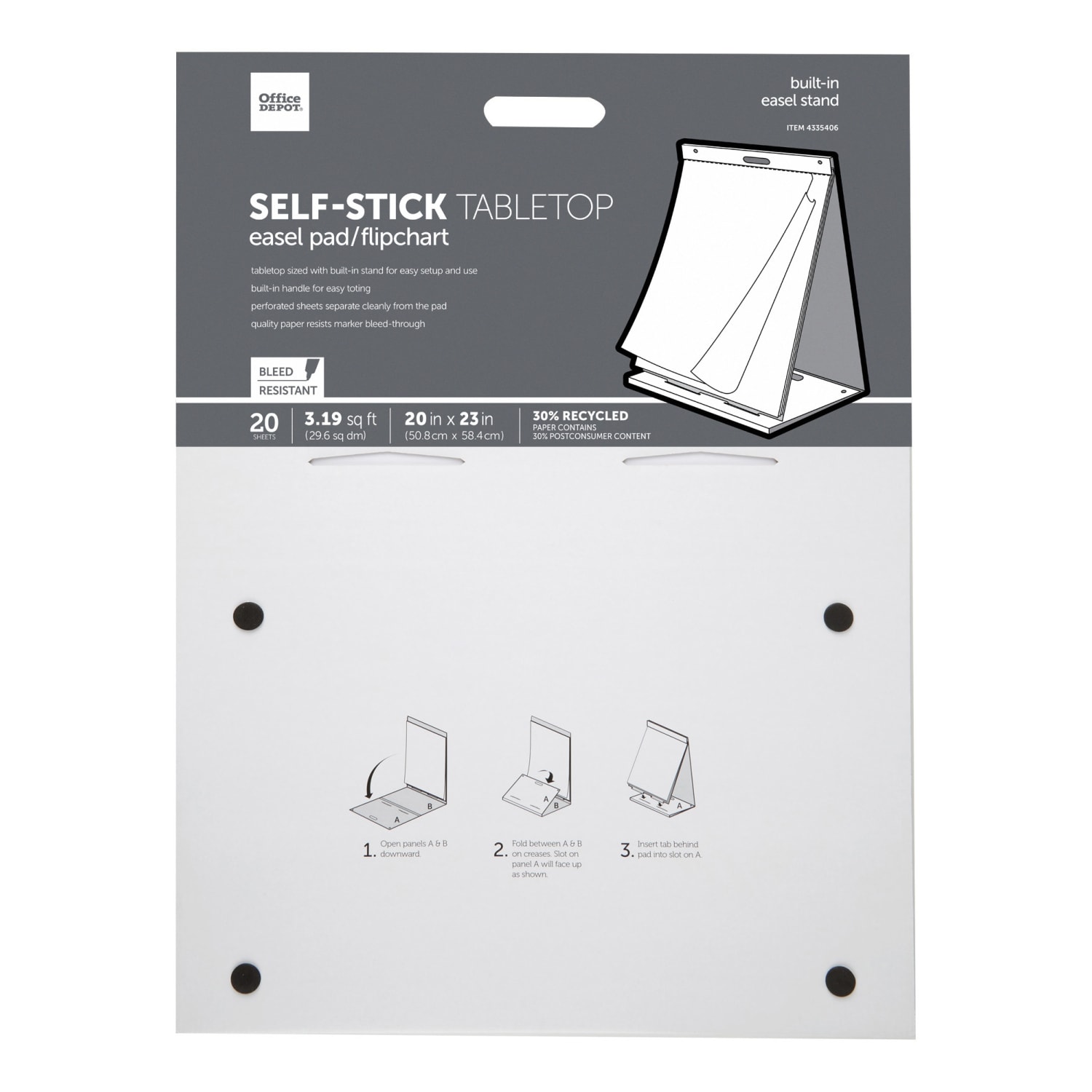 Office Depot Brand Self-Stick Tabletop Easel Pad, 20in x 23in, 20 Sheets, 30% Recycled, White - Image 4