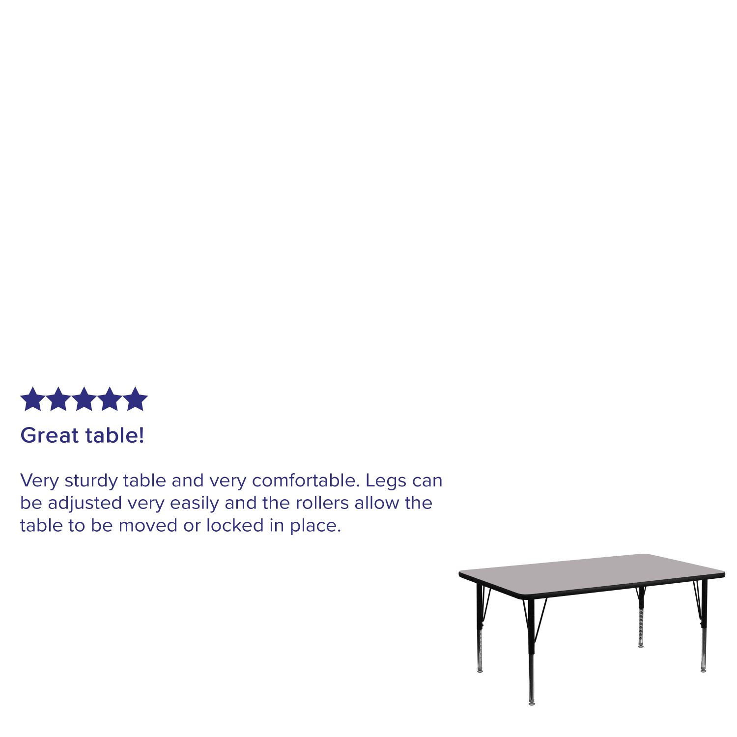 Flash Furniture 30ft"W Rectangular Height-Adjustable Activity Table With Short Legs, Gray - Image 5