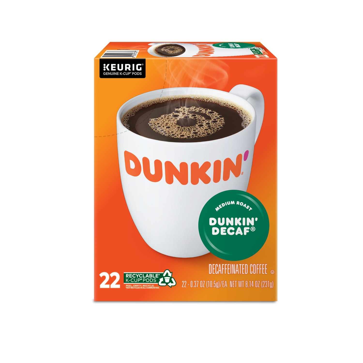 Dunkin Donuts Single-Serve Coffee K-Cup, Decaffeinated, Carton Of 22 - Image 3