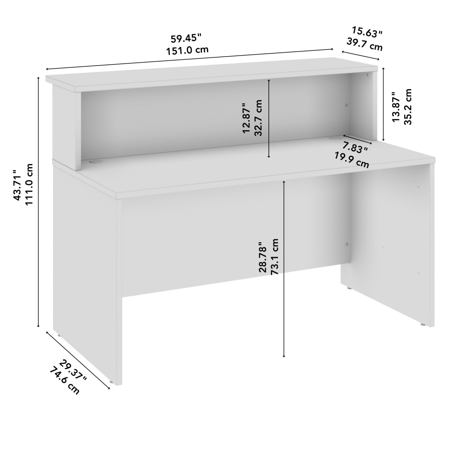 Bush Business Furniture Arrive 60inW Reception Desk with Shelf, Mocha Cherry, Standard Delivery - Image 6