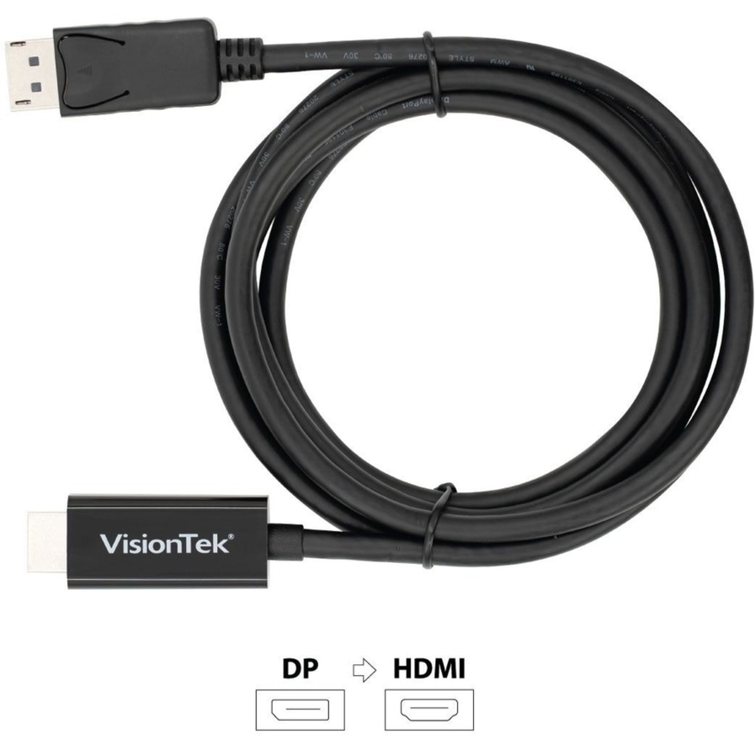 VisionTek DisplayPort to HDMI 2M Active Cable (M/M) - DisplayPort to HDMI Active Cable - DP to HDMI Cable 2 Meter 6.6 Ft Male to Female UHD 4K (3840x2160) 60 Hz - Image 6