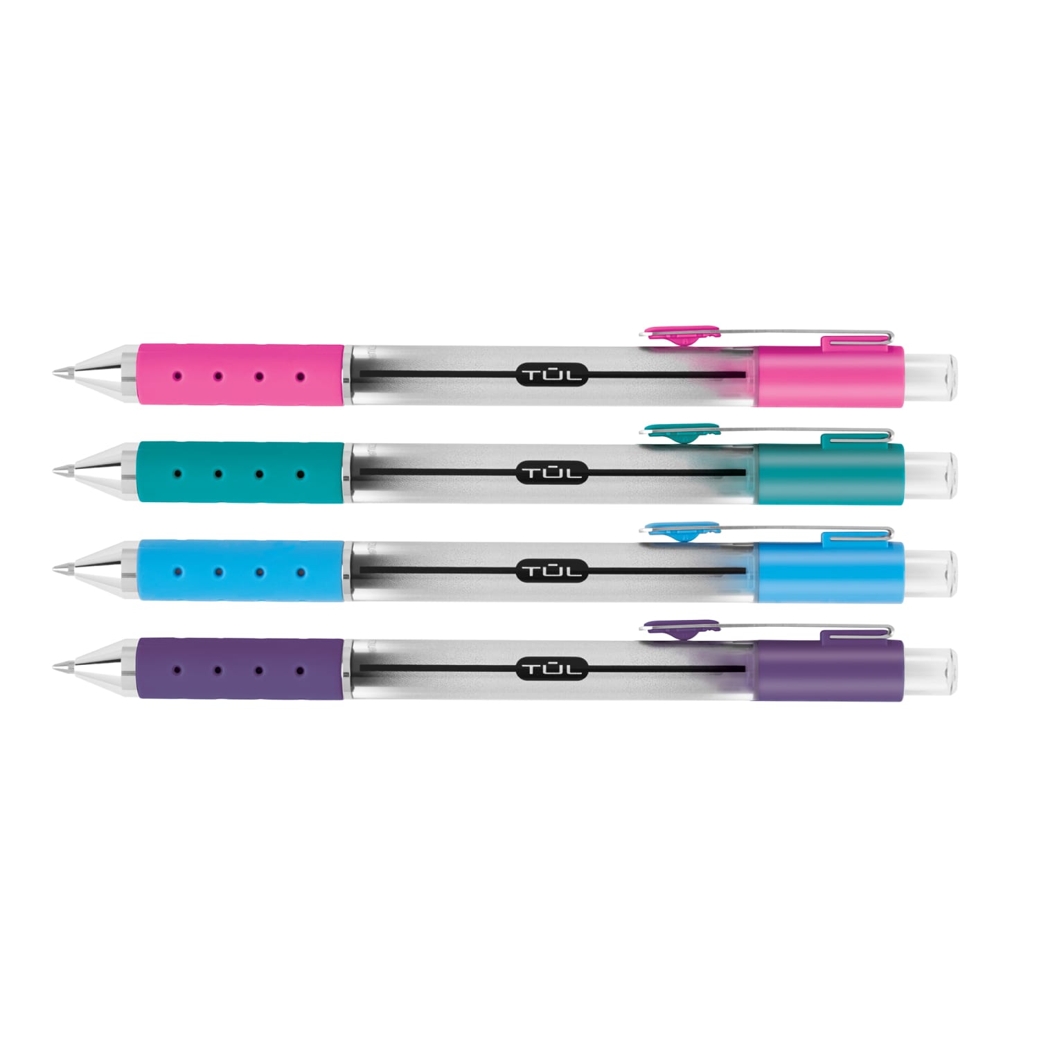 TUL Retractable Gel Pens, Medium Point, 0.7 mm, Silver Barrel, Assorted Ink, Pack Of 4 - Image 3