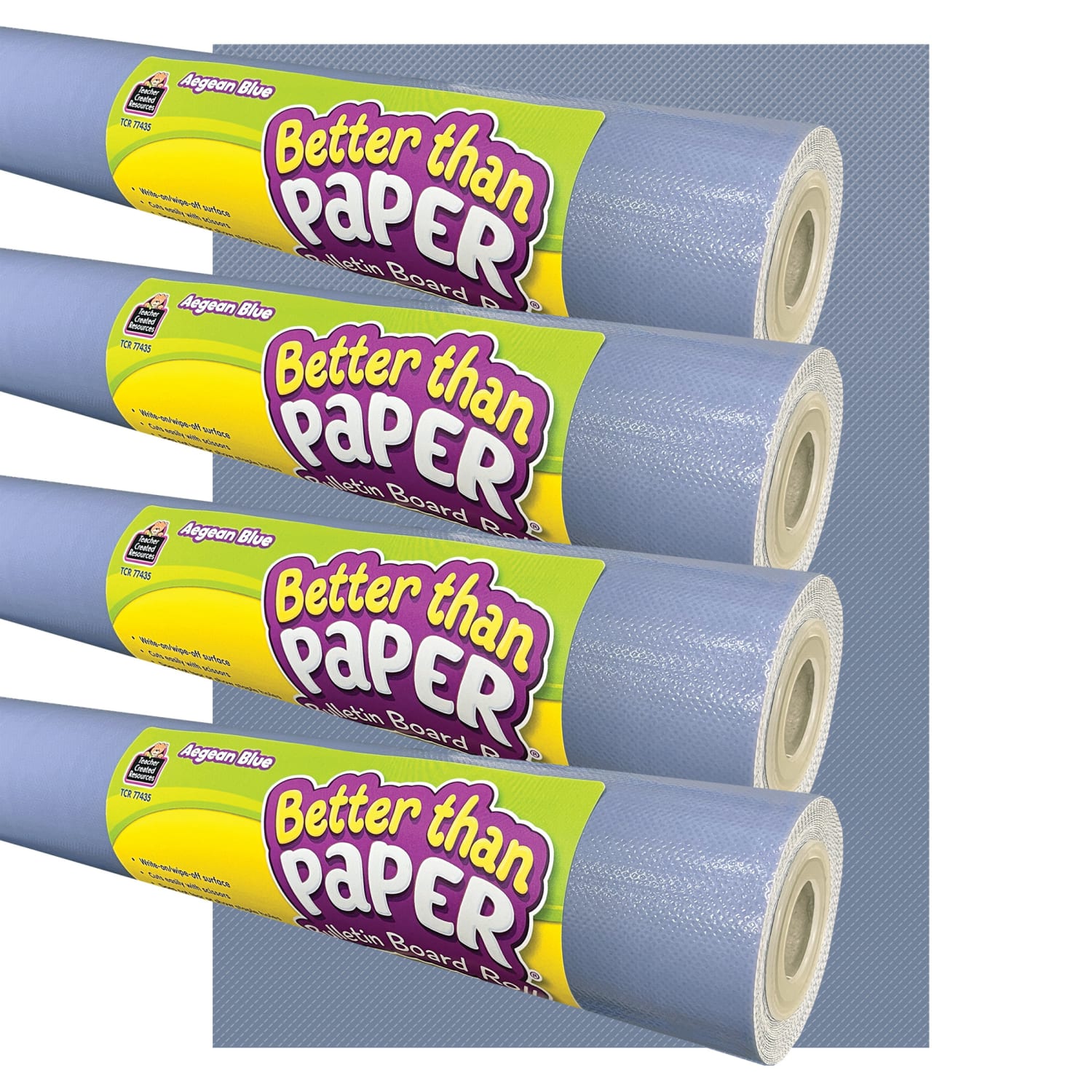 Teacher Created Resources Better Than Paper Bulletin Board Rolls, 4ft x 12ft, Aegean Blue, Set Of 4 Rolls