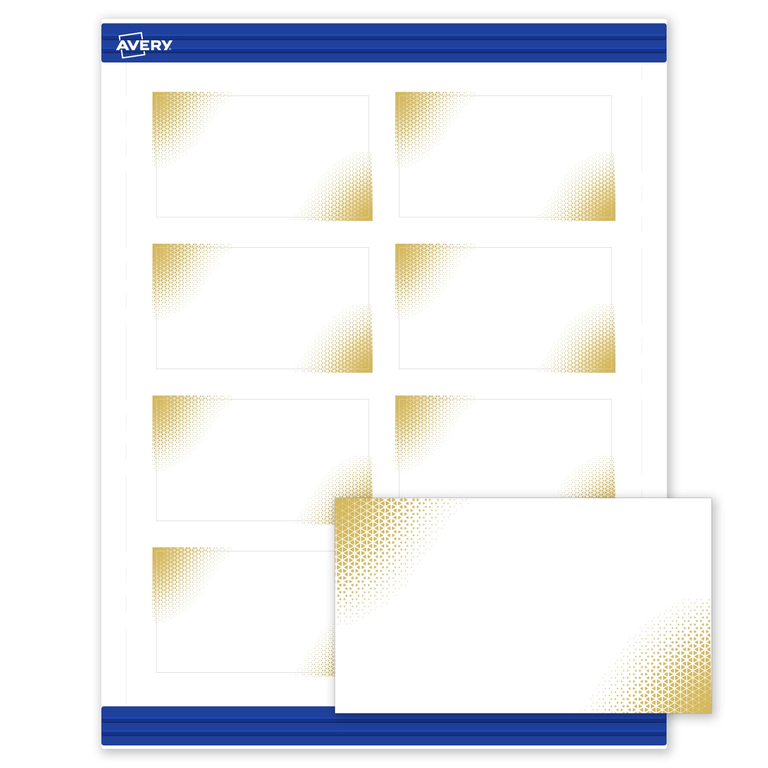 Avery Printable Cards With Sure Feed Technology, 2in x 3-1/2in, Matte White With Preprinted Gold-Blush Pattern, Pack Of 80 - Image 3