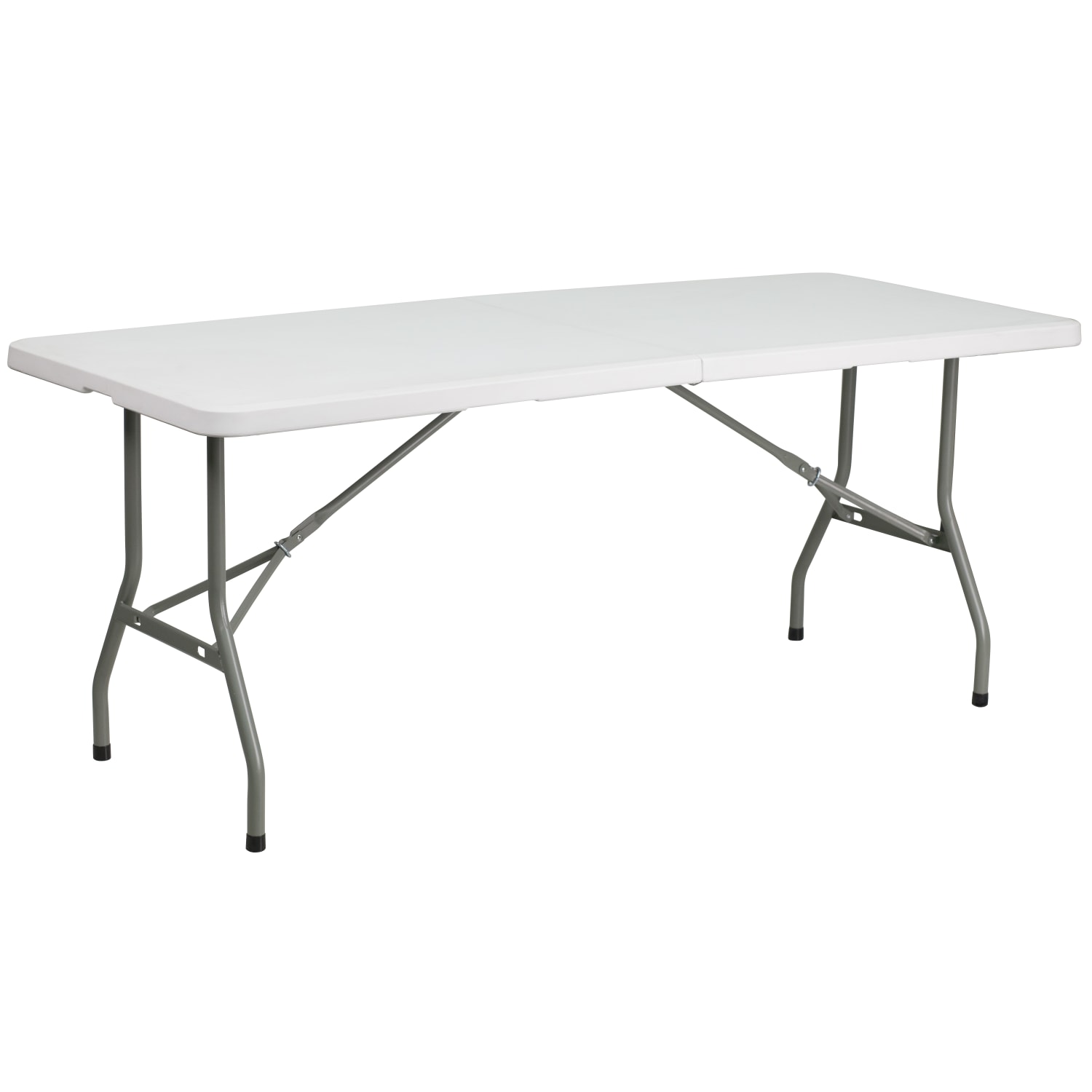Flash Furniture Bi-Fold Plastic Folding Table, 29inH x 30inW x 72inD, Granite White - Image 3