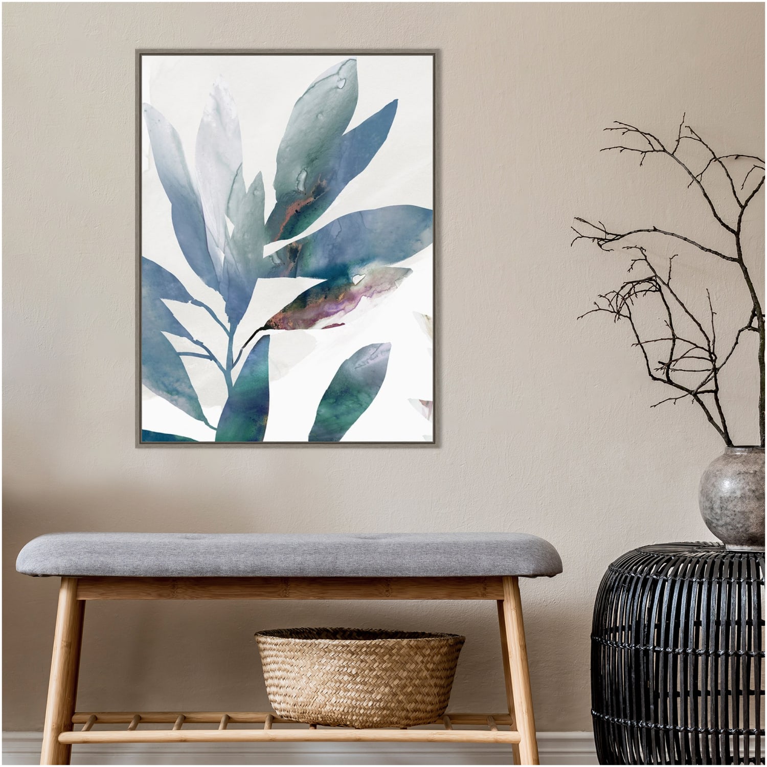 Amanti Art Indigo Sprig I by Isabelle Z Framed Canvas Wall Art Print, 23in x 30in, Graywash - Image 4