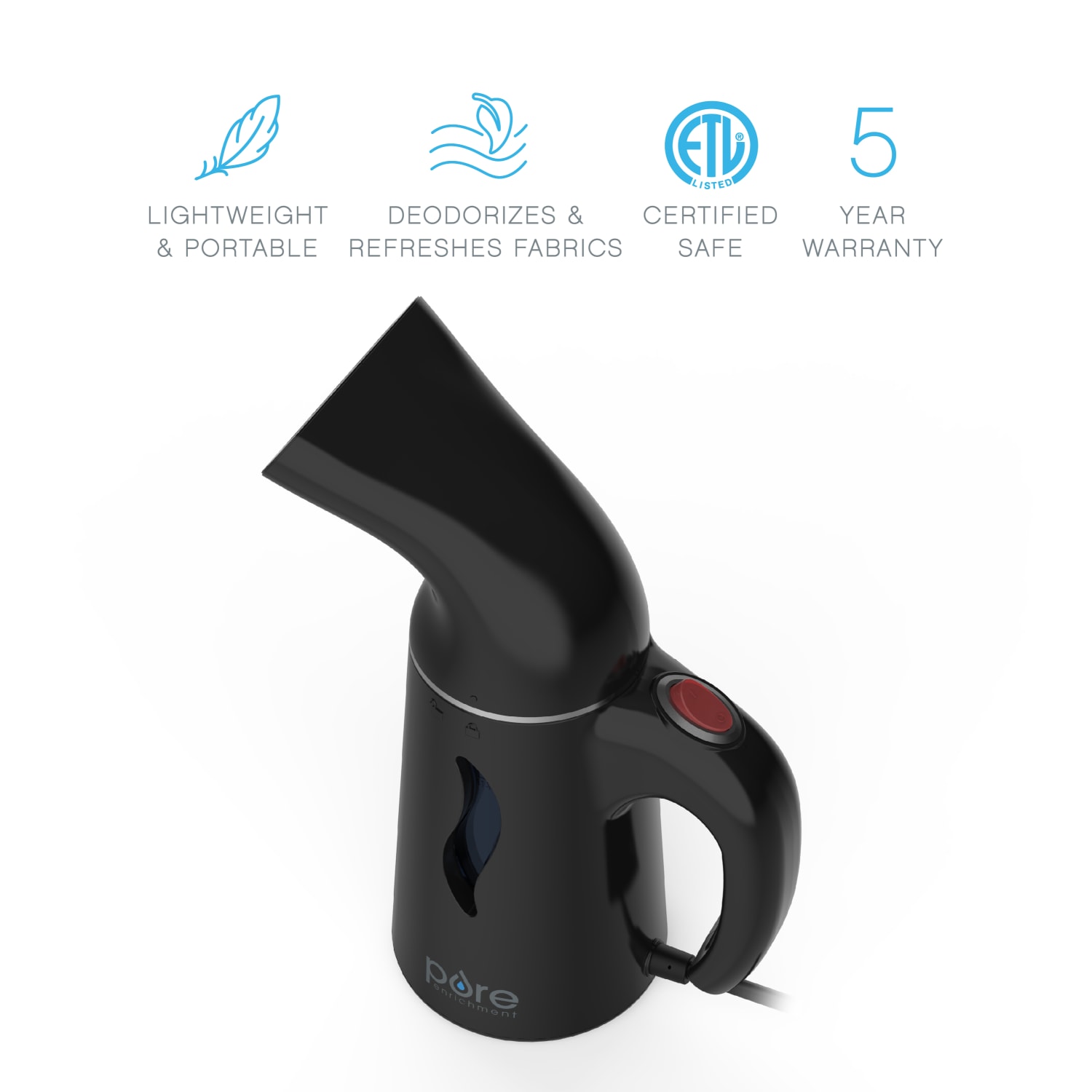 Pure Enrichment PureSteam Portable Fabric Steamer, Black - Image 4