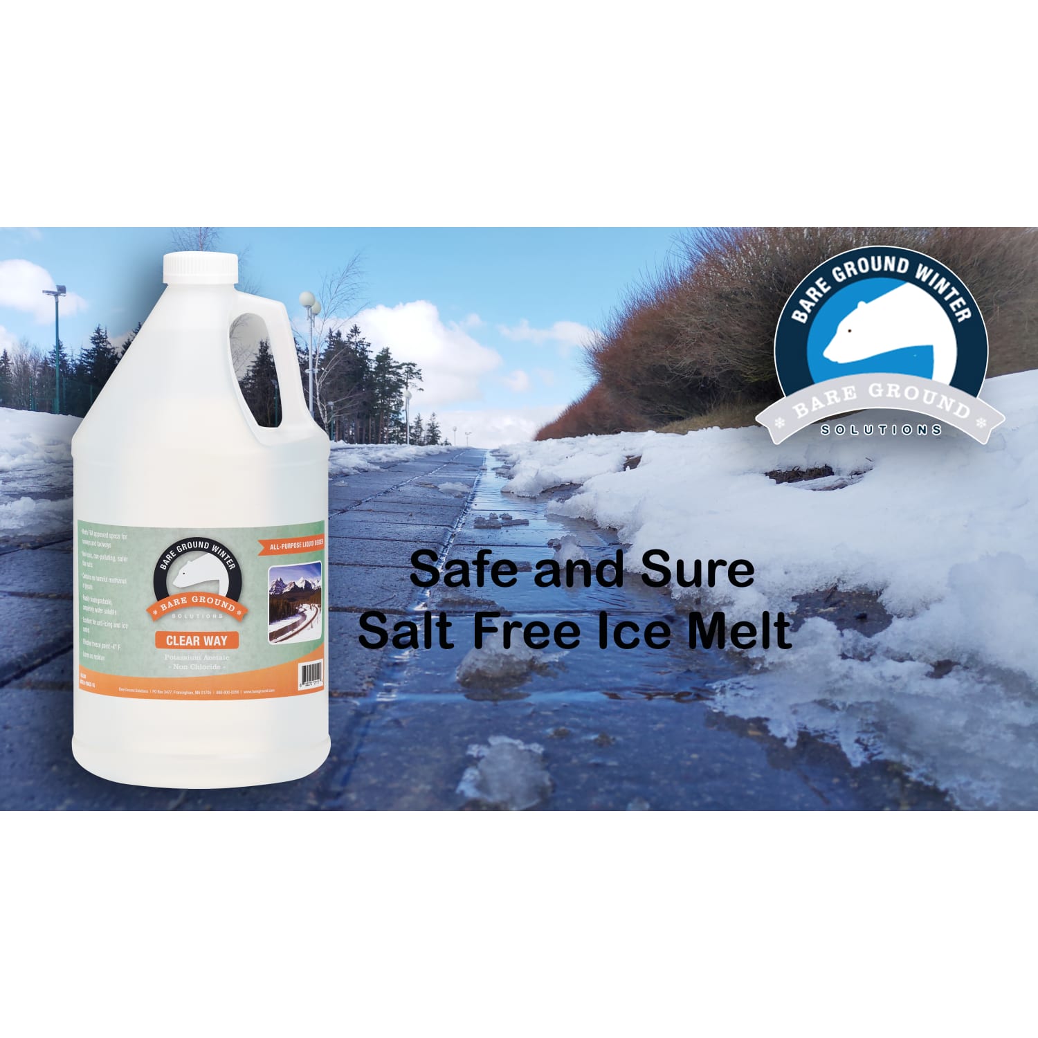 Bare Ground Clear Way Non-Chloride Potassium Acetate Liquid De-Icer, 1 Gallon - Image 3